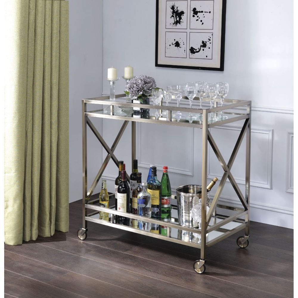 Kristensen - Serving Cart - Mirrored & Antique Gold - Urban Living Furniture (Los Angeles, CA)