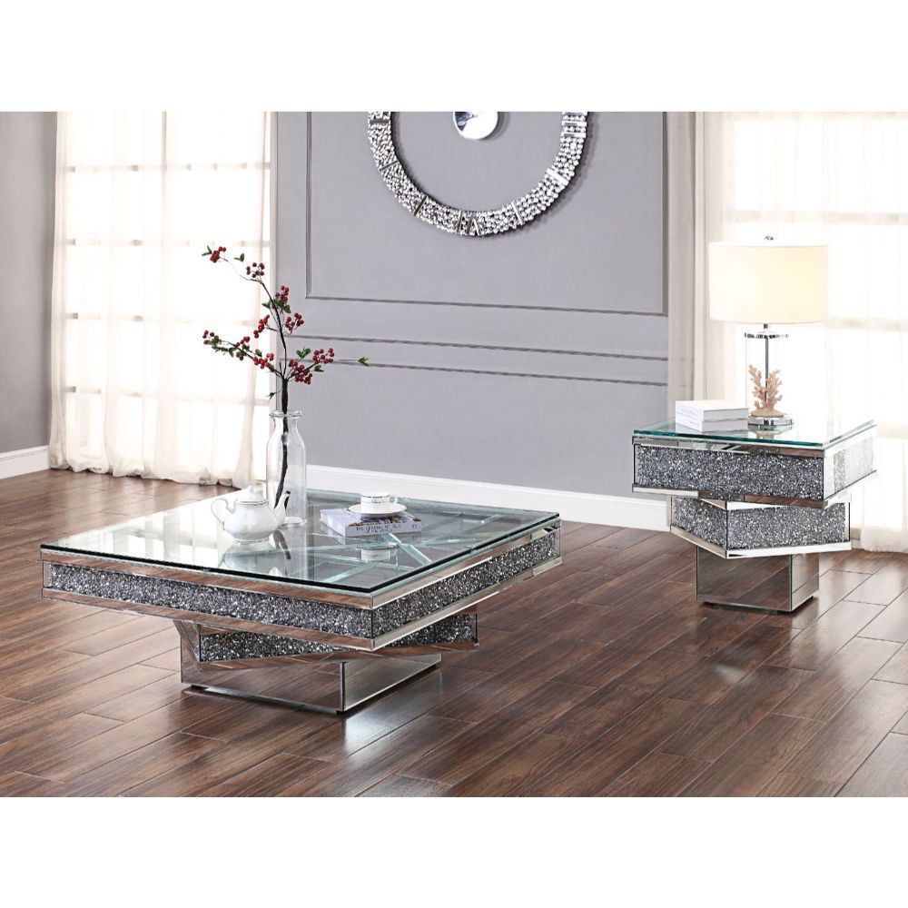 Noralie - Coffee Table - Mirrored & Faux Diamonds - 17" - Urban Living Furniture (Los Angeles, CA)