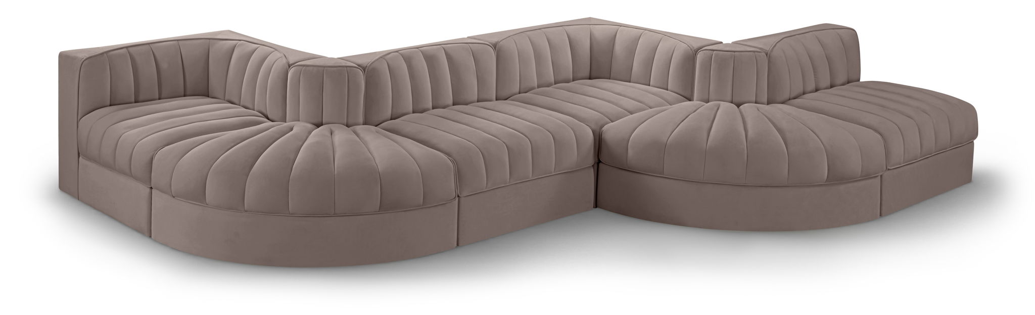 Rummi - Rounded Velvet Performance Fabric Upholstered 6 Piece Modular Sectional - Urban Living Furniture (Los Angeles, CA)