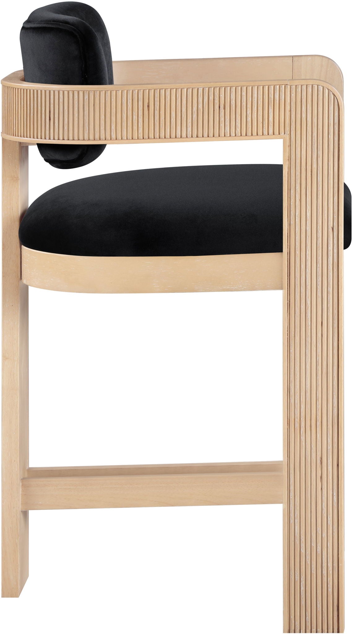Sacha - Velvet Stool With Natural Base - Urban Living Furniture (Los Angeles, CA)
