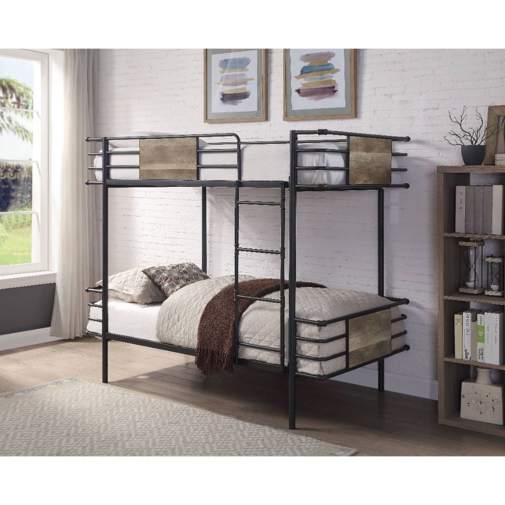 Deliz - Twin Over Twin Bunk Bed - Gunmetal - Urban Living Furniture (Los Angeles, CA)