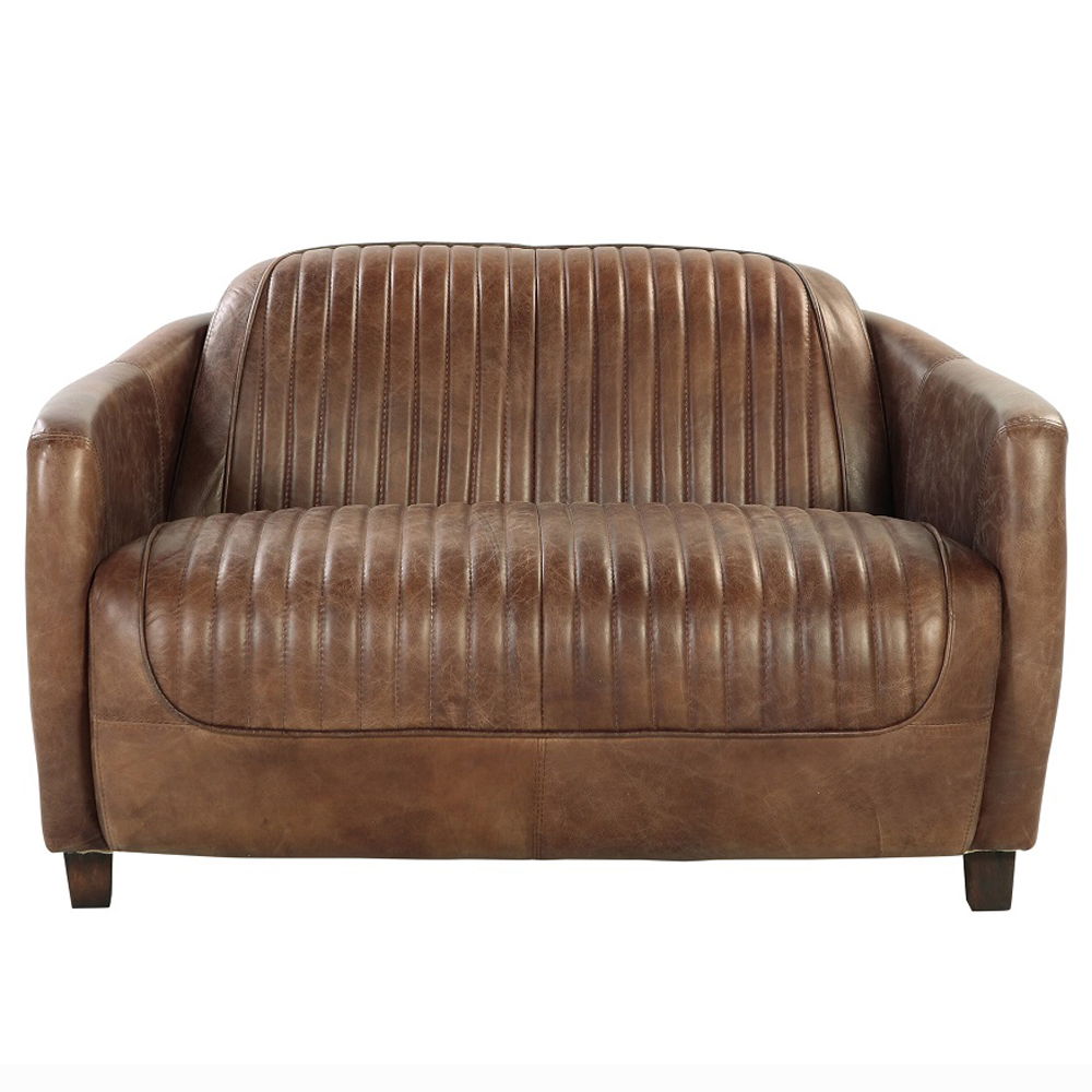 Brancaster - Loveseat - Retro Brown Top Grain Leather & Aluminum - Urban Living Furniture (Los Angeles, CA)