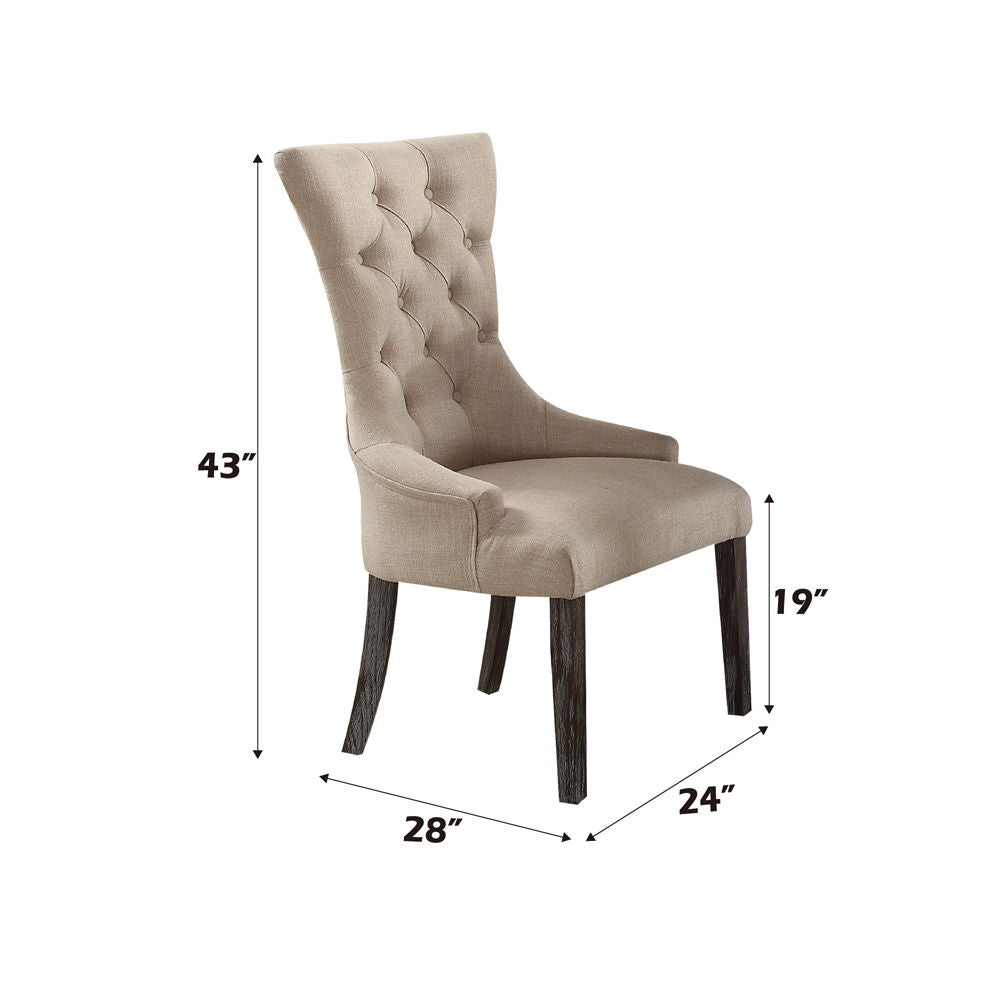 Gerardo - Linen Side Chair (Set of 2) - Beige & Weathered Espresso - Urban Living Furniture (Los Angeles, CA)