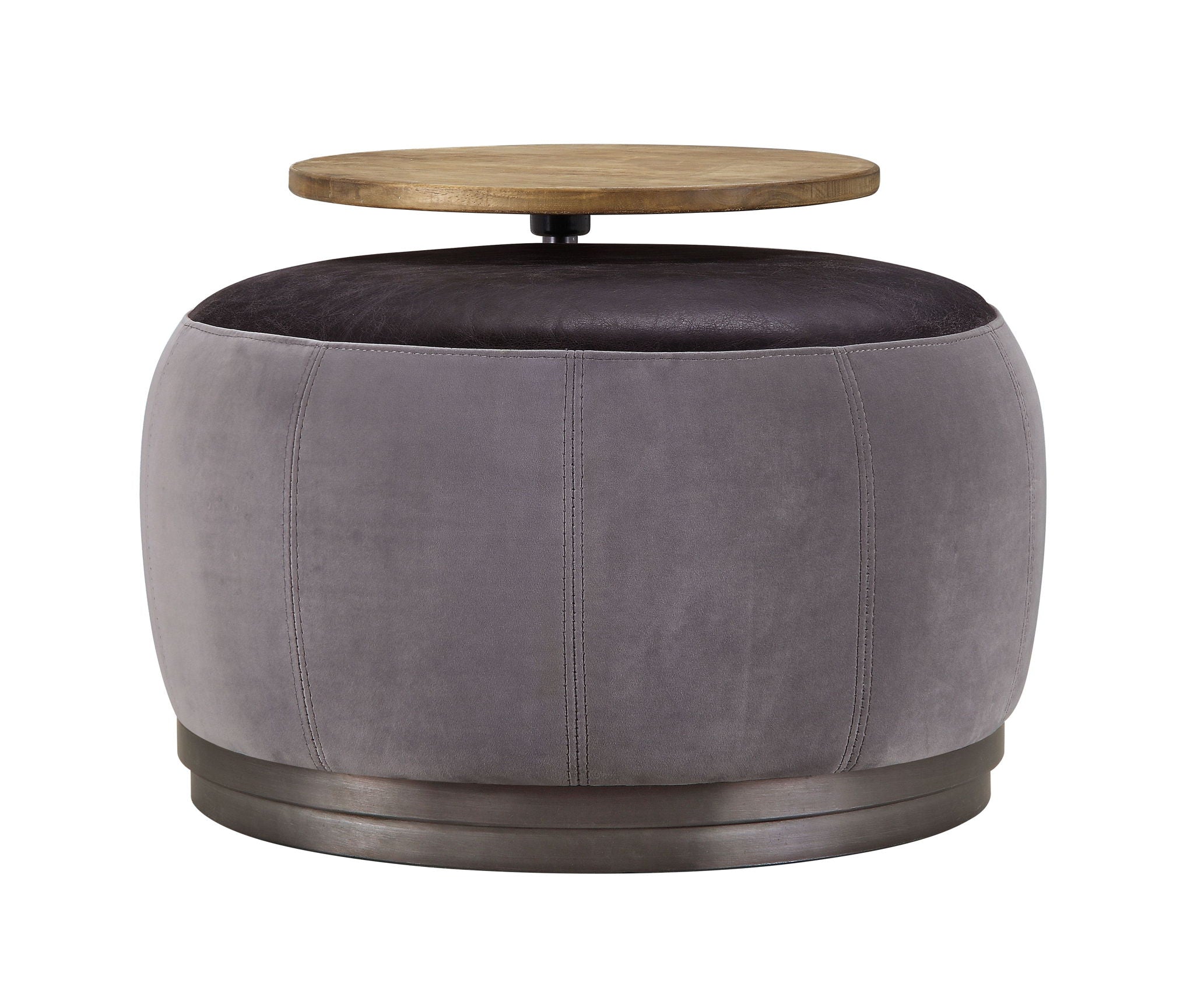 Decapree - Ottoman - Antique Slate Top Grain Leather & Gray Velvet - Urban Living Furniture (Los Angeles, CA)