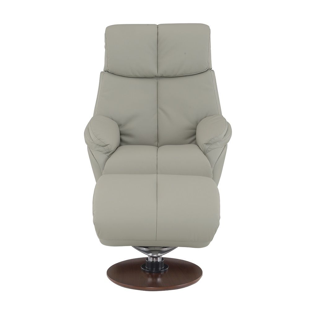 Kandoro - Motion Accent Chair With Swivel & Ottoman - Gray Leather & Brown Base - Urban Living Furniture (Los Angeles, CA)