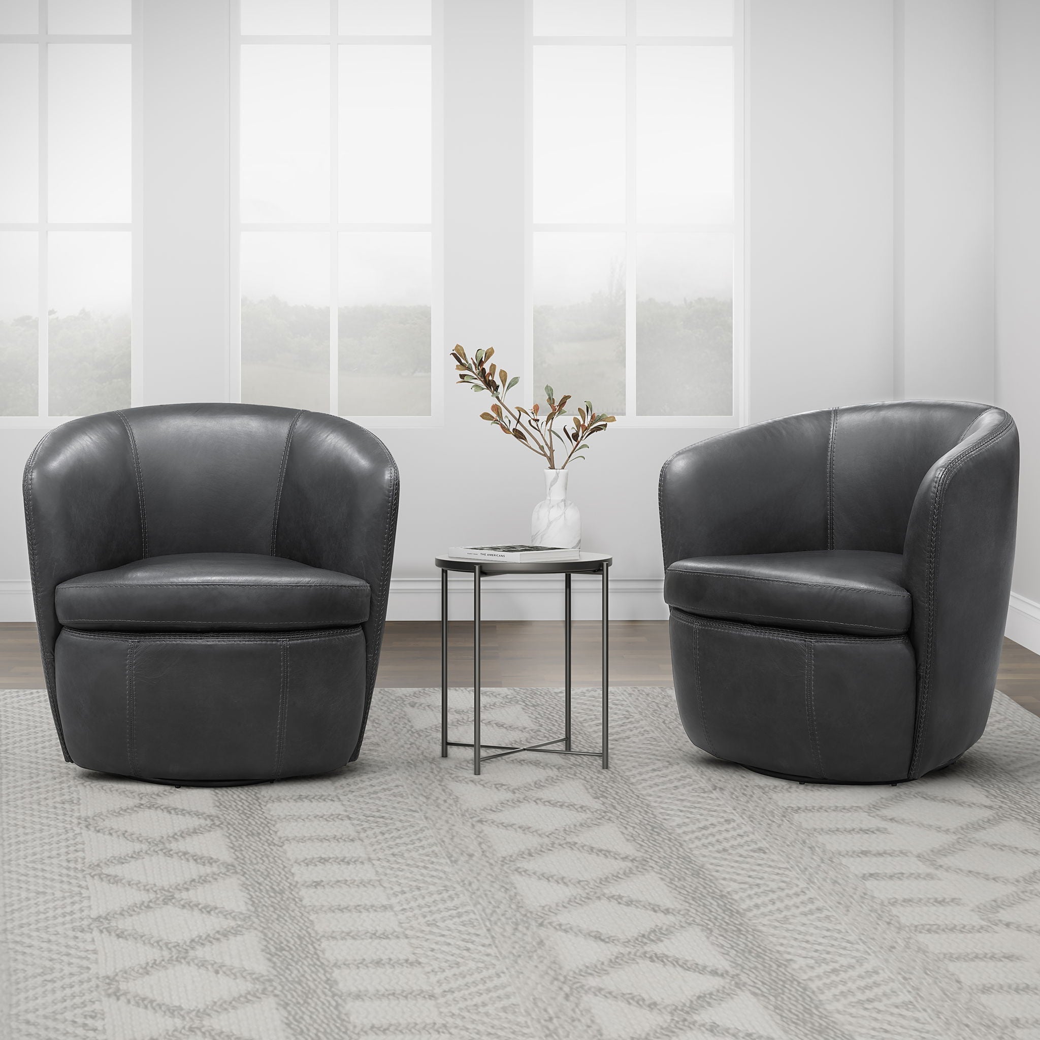 Barolo - 100% Italian Leather Swivel Club Chair (Set of 2) - Urban Living Furniture (Los Angeles, CA)