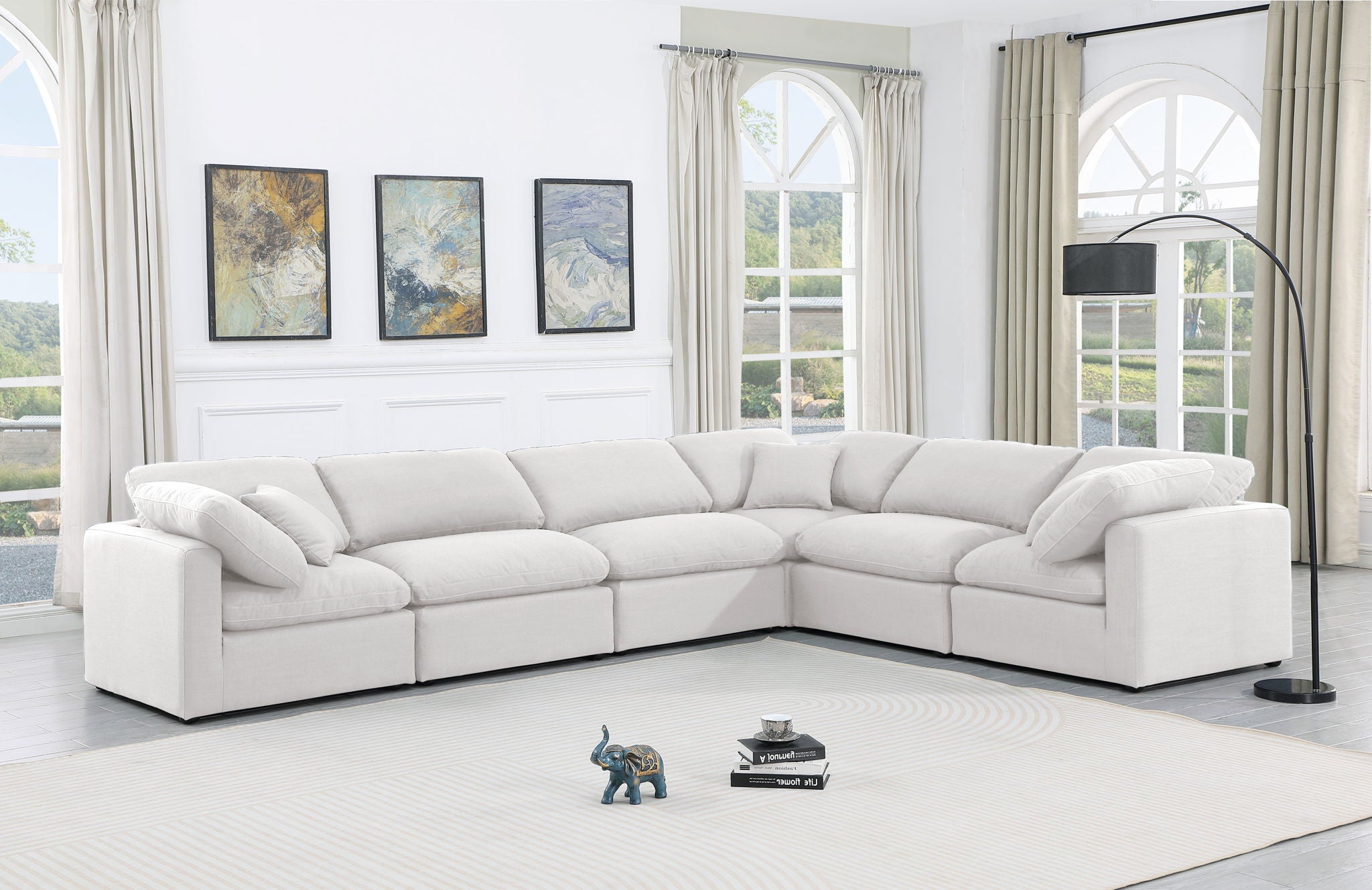 Indulge - Linen 6 Piece Modular Corner Sectional - White - Urban Living Furniture (Los Angeles, CA)