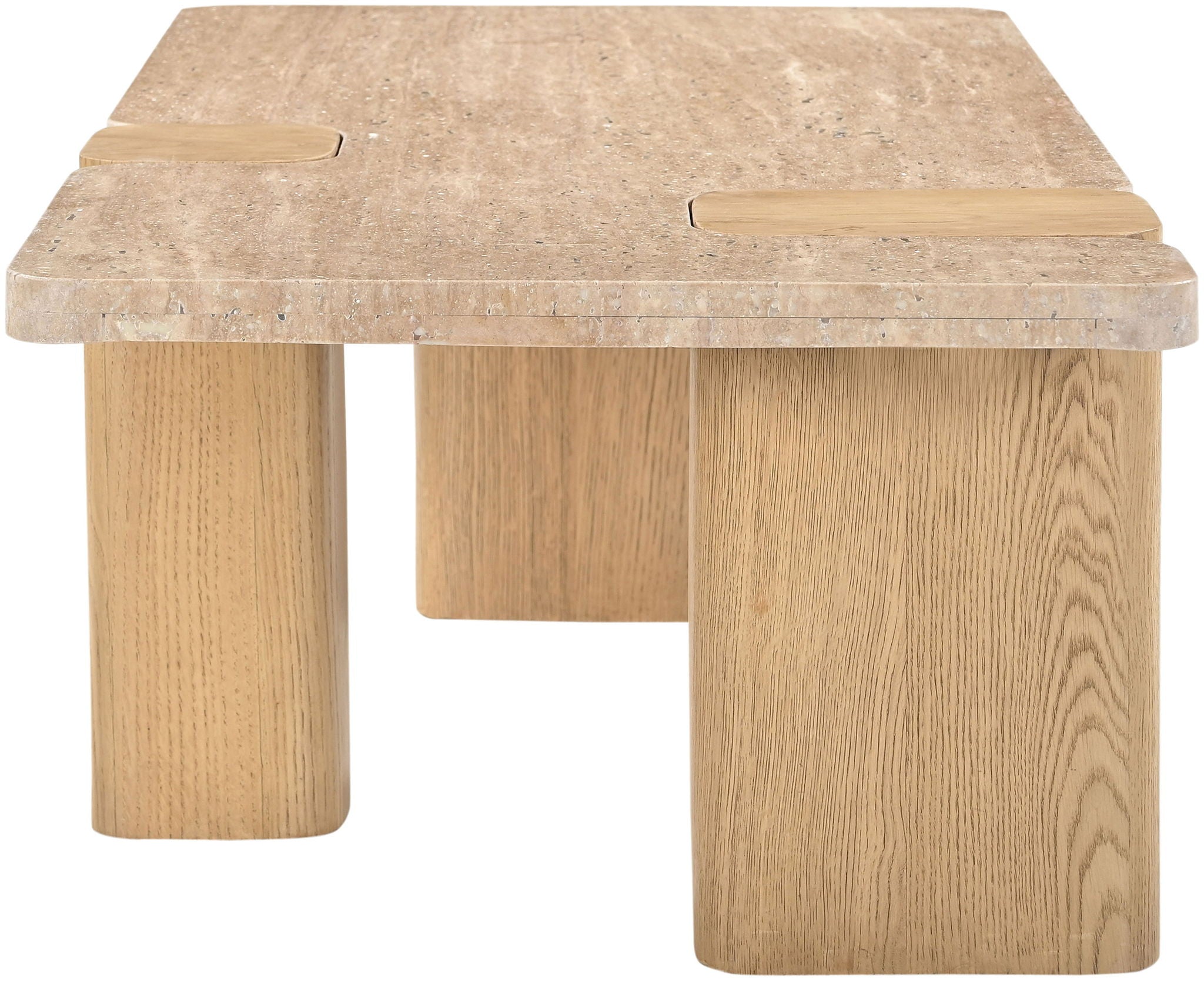 Ravenna - Genuine Fabric Travertine And Oak Wood Table - Urban Living Furniture (Los Angeles, CA)