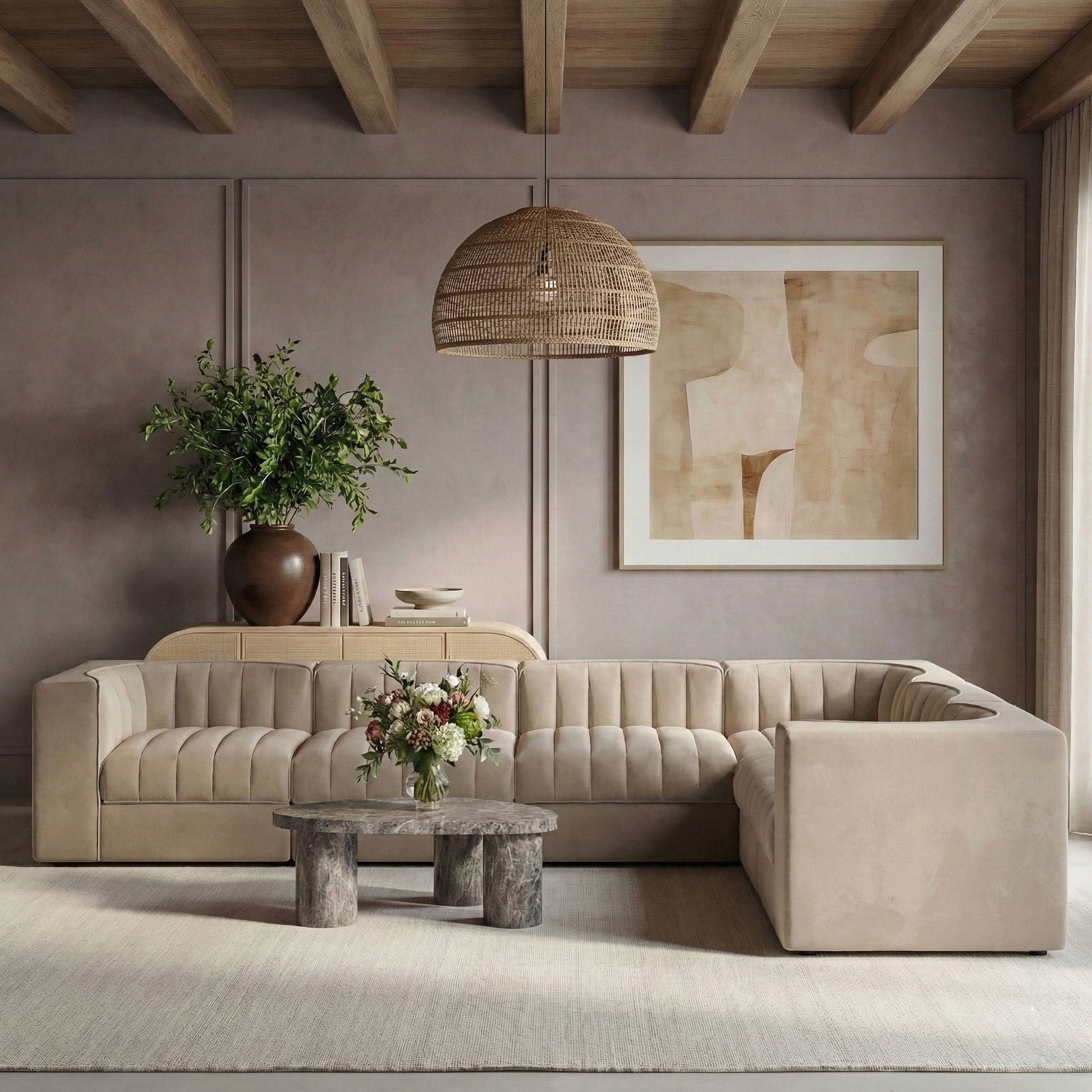 Rummi - Velvet Performance Fabric Upholstered 6 Piece Modular Sectional (With 3 Corner Chairs) - Urban Living Furniture (Los Angeles, CA)