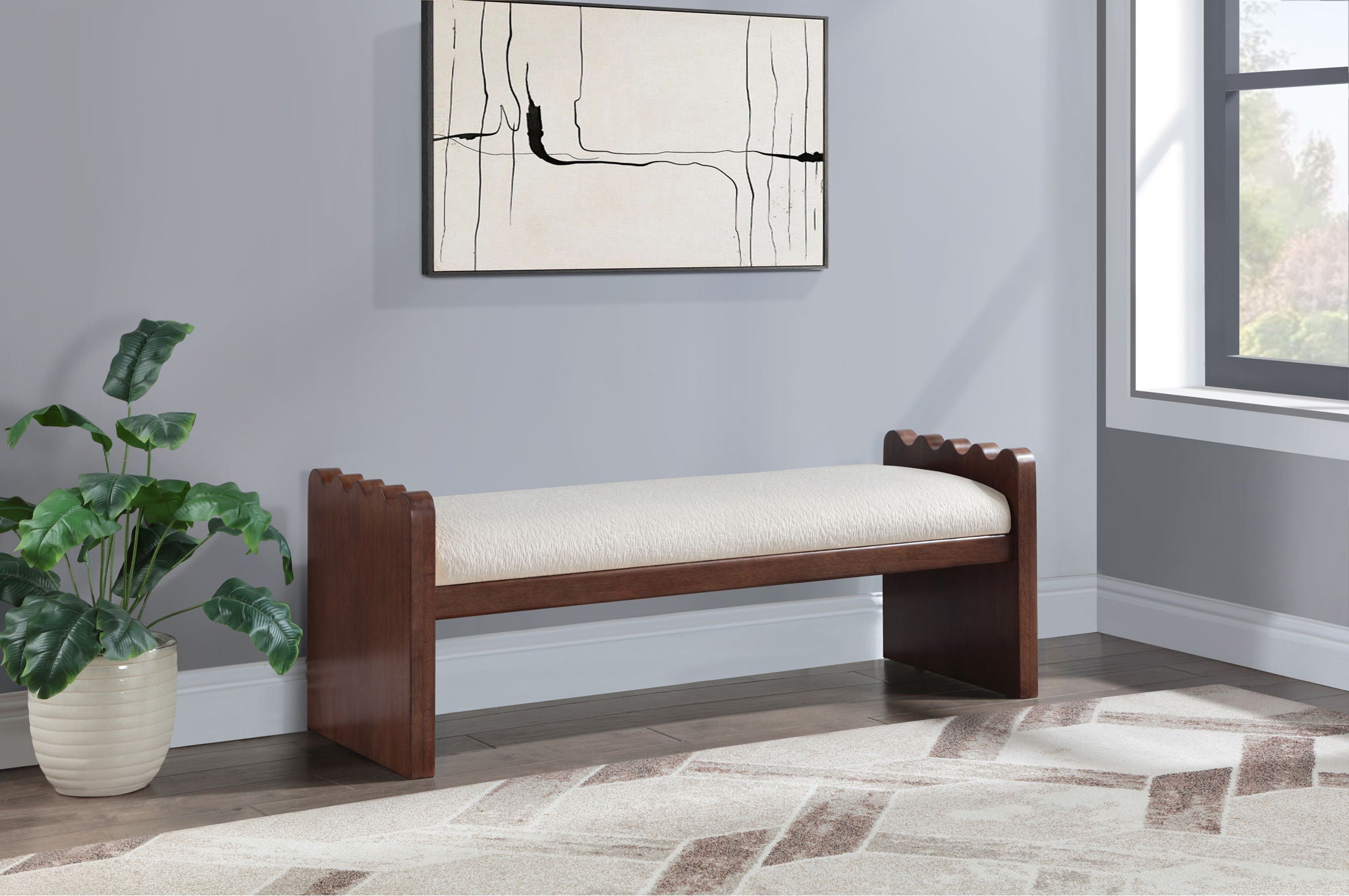 Sonia - Bench With Brown Base - Urban Living Furniture (Los Angeles, CA)