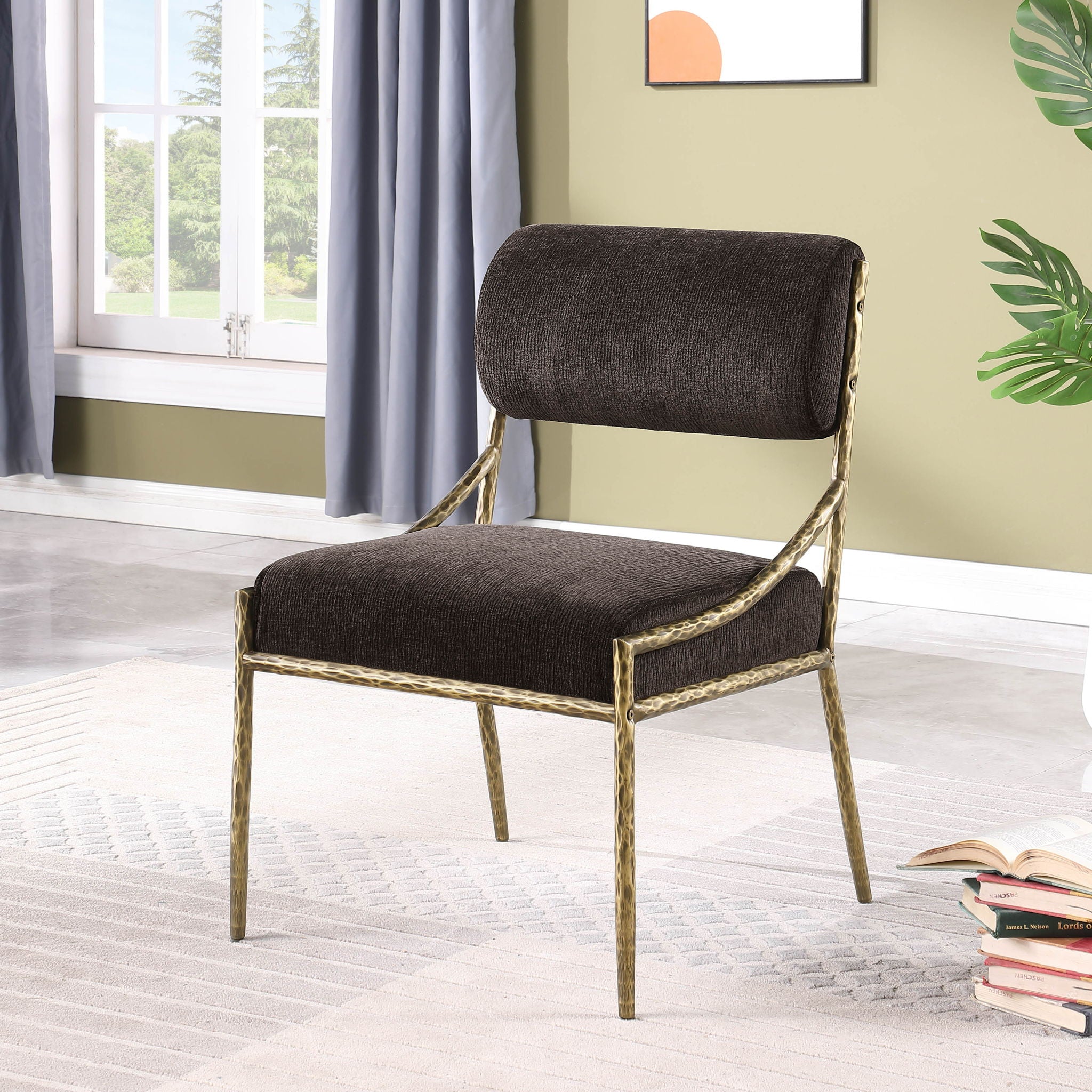 Bastille - Upholstered Dining Side Chair (Set of 2) - Brass Frame - Urban Living Furniture (Los Angeles, CA)