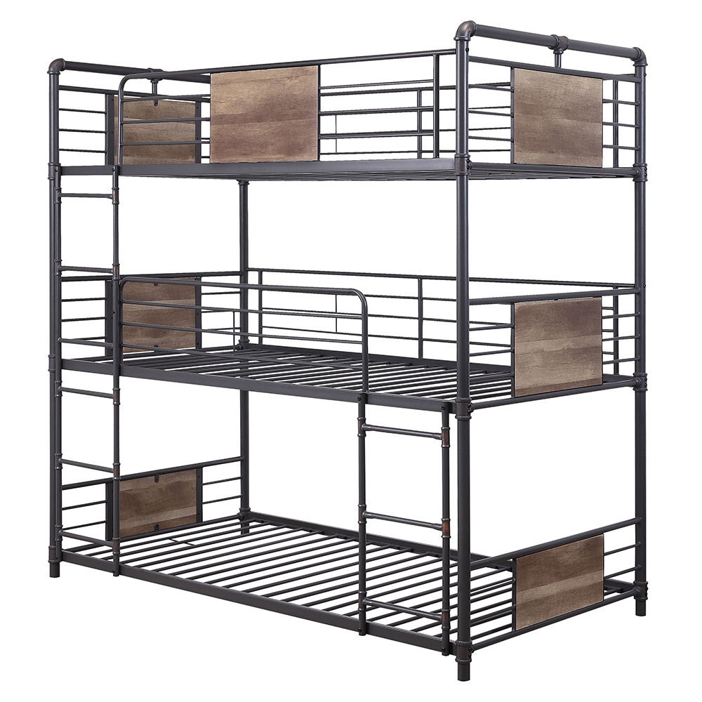 Brantley - Triple Twin Bunk Bed - Sandy Black & Dark Bronze Hand-Brushed - Urban Living Furniture (Los Angeles, CA)