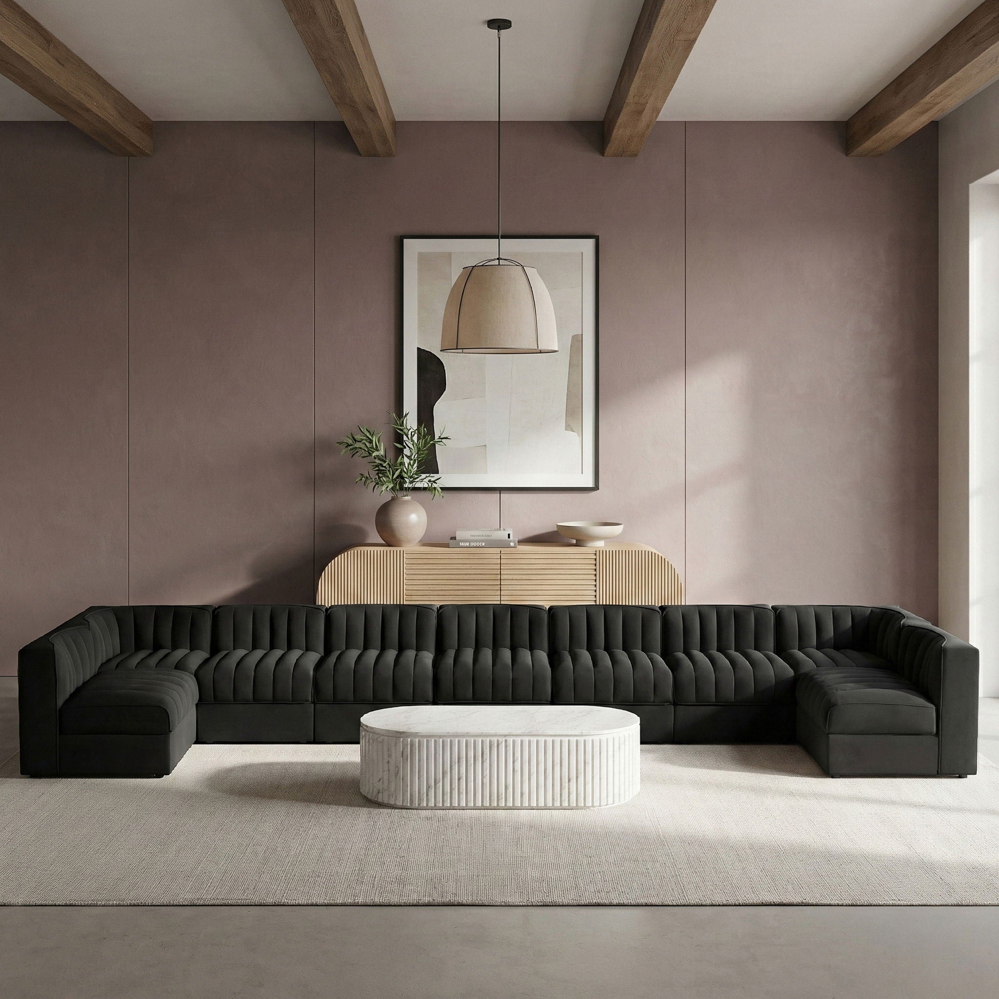 Rummi - Armless Velvet Performance Fabric Upholstered 9 Piece Modular Sectional - Urban Living Furniture (Los Angeles, CA)