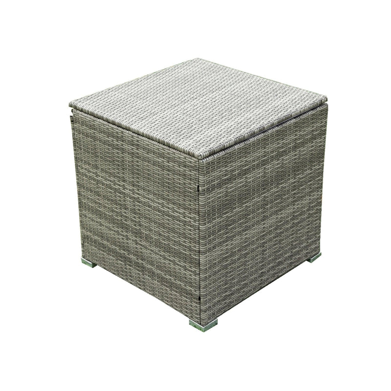 4 PCS Patio Sectional Wicker Rattan Outdoor Furniture Sofa Set withStorage Box and Creme Cushion