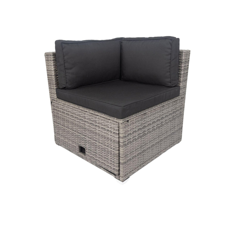 6 PCS PE Rattan sectional Outdoor Furniture Cushioned  Sofa Set with 3Storage Under Seat Grey
