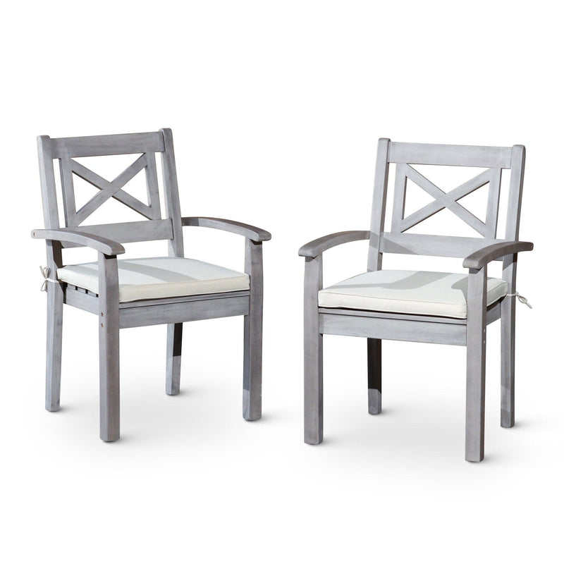 2 PCS Silver Gray Finish X-back Styling Dining Chairs