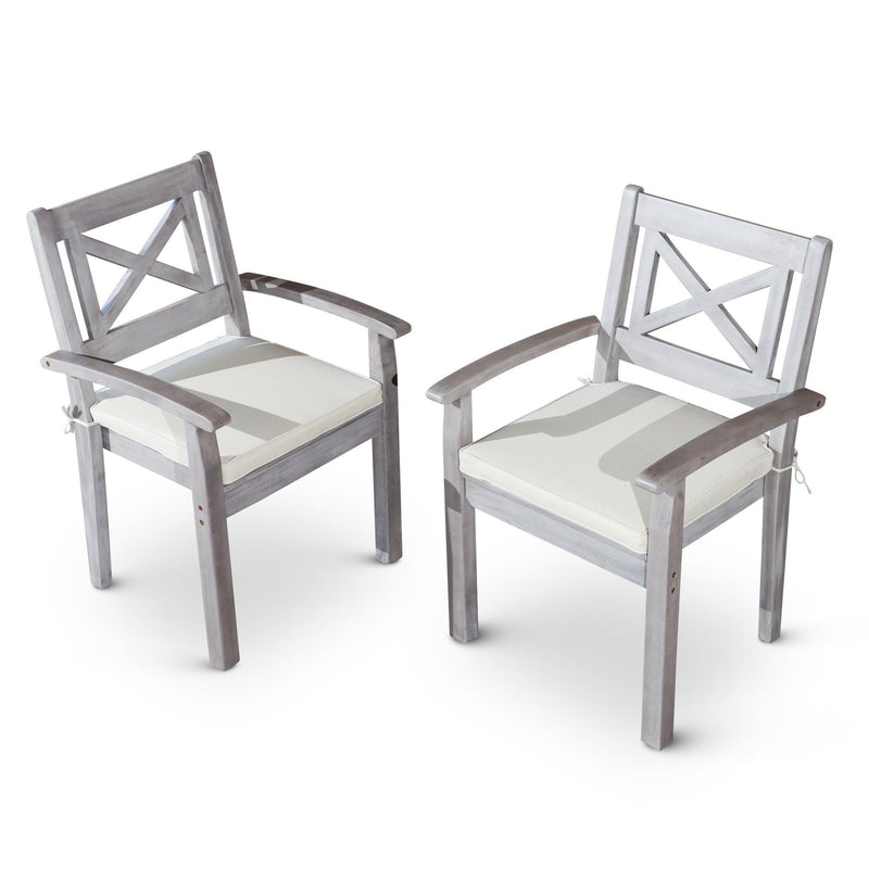 2 PCS Silver Gray Finish X-back Styling Dining Chairs