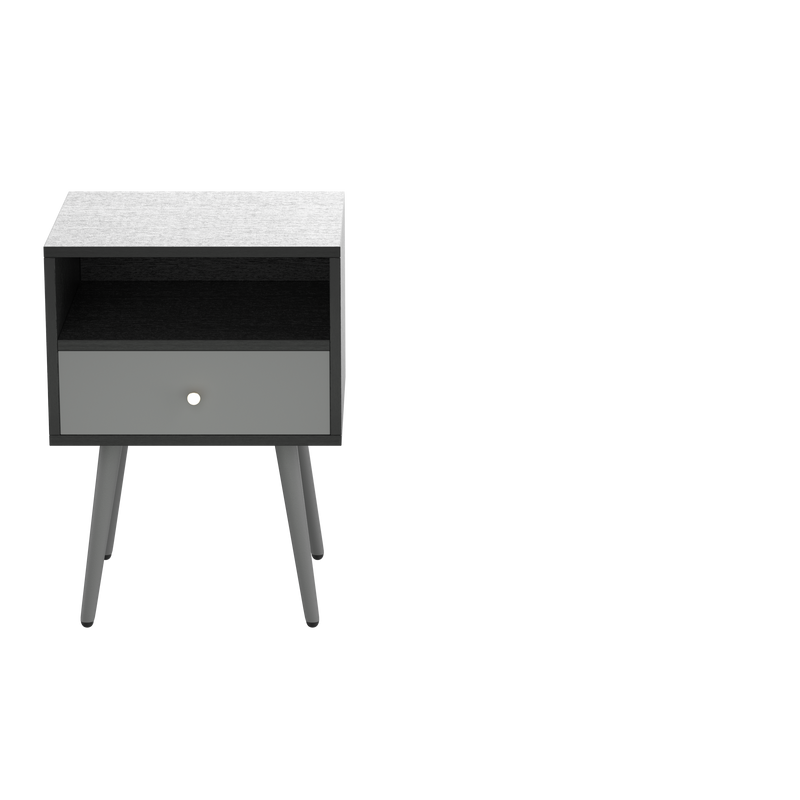 UpdateModern Nightstand with 1Drawers, Suitable for Bedroom/Living Room/Side Table (Dark Grey)