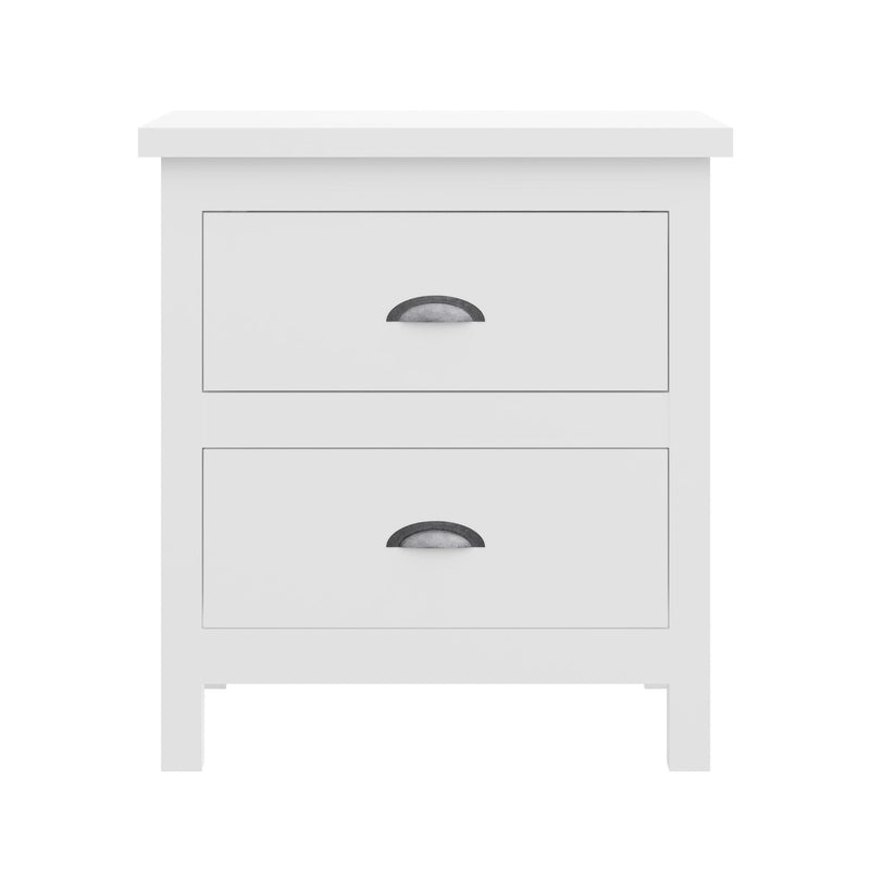 Versatile White 2-Drawers Nightstand, Bedside Table, End Table for Living Room Bedroom, Assembled with Sturdy Solid Wood