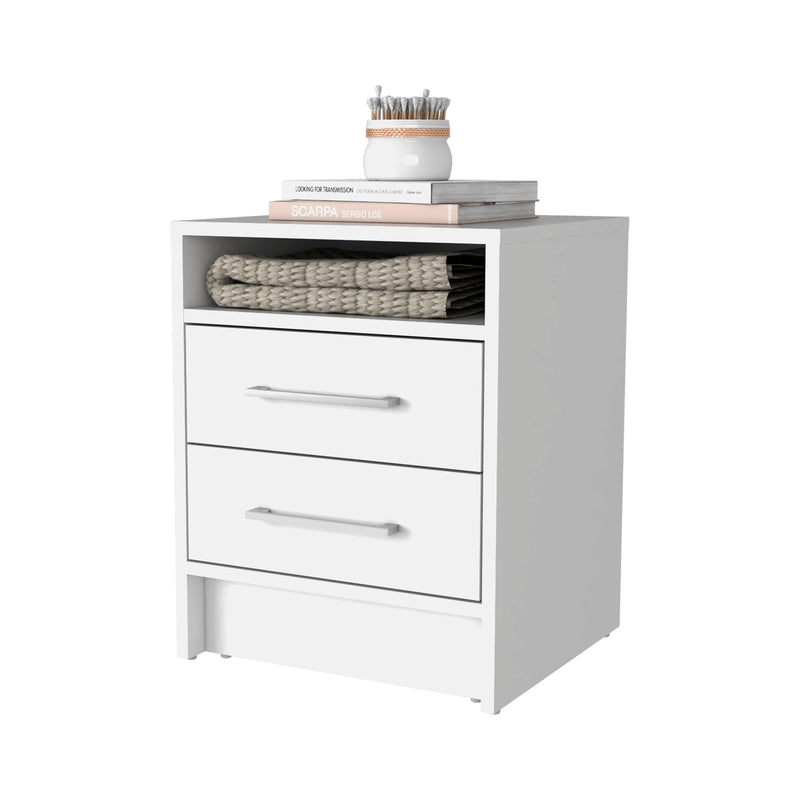 Peterson 2-Drawer 1-Shelf Side Table White