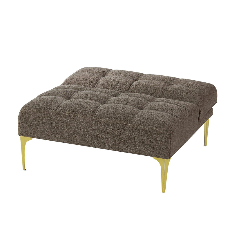 Convertible sofa bed single chair futon with ld metal legs teddy fabric (Taupe)