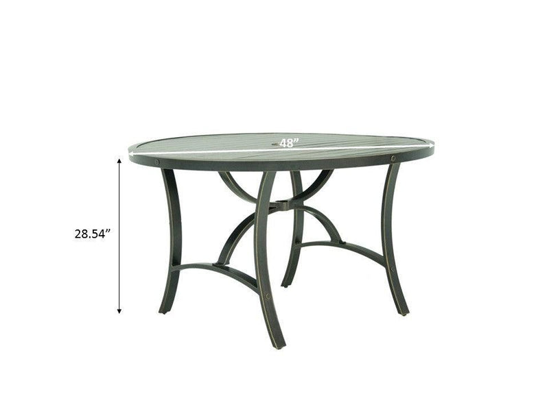 5-Piece Dining Set, 48" Round Dining Table Aluminum Frame