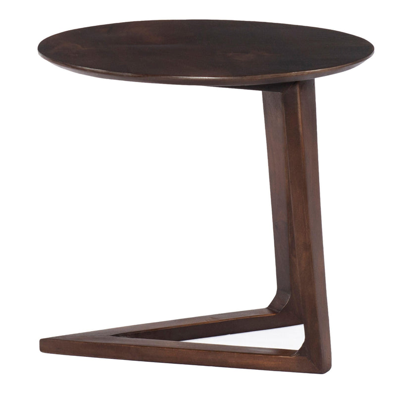 ManWood Round Side Table with  and Cantilever Base, Brown