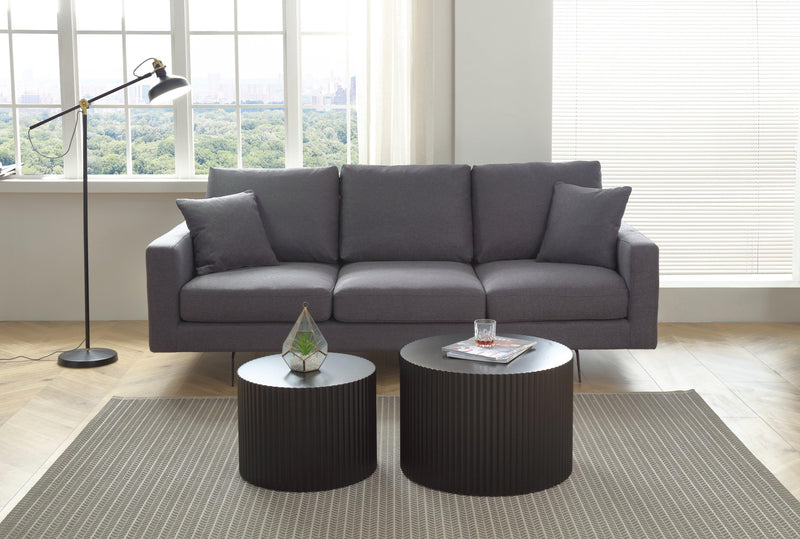 Modern Grey Three-Seat Sofa with Thick Sponge and Two Pillows, 87.40inch