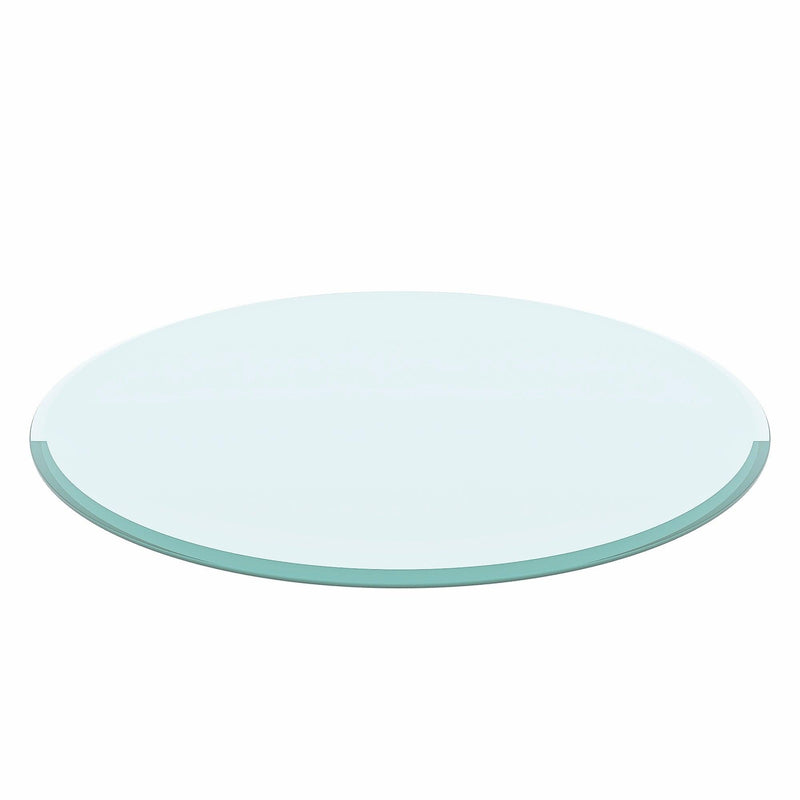 36" Inch Round Tempered Glass Table Top Clear Glass 1/2" Inch Thick Beveled Polished Edge