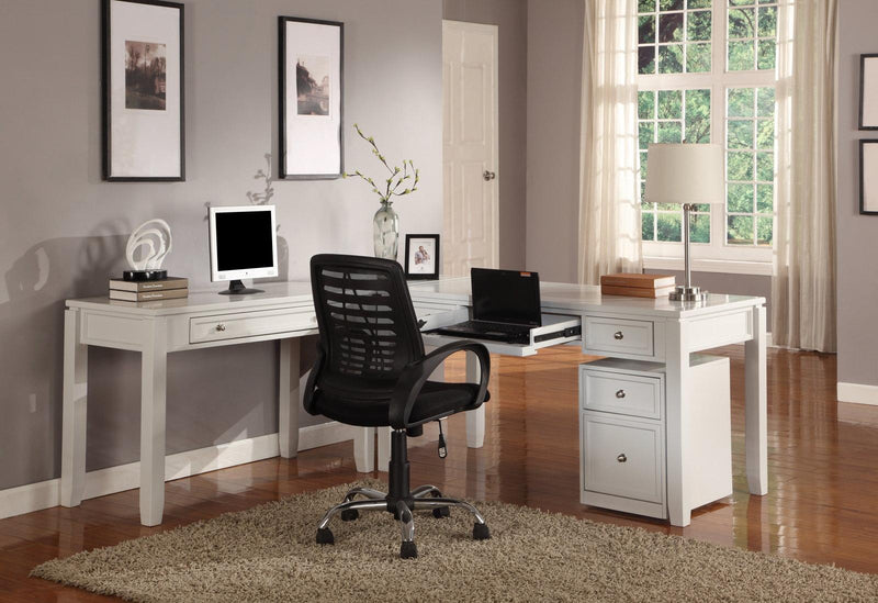 Parker House Boca 4-Piece L-Shaped Modular Office Desk in Cottage White