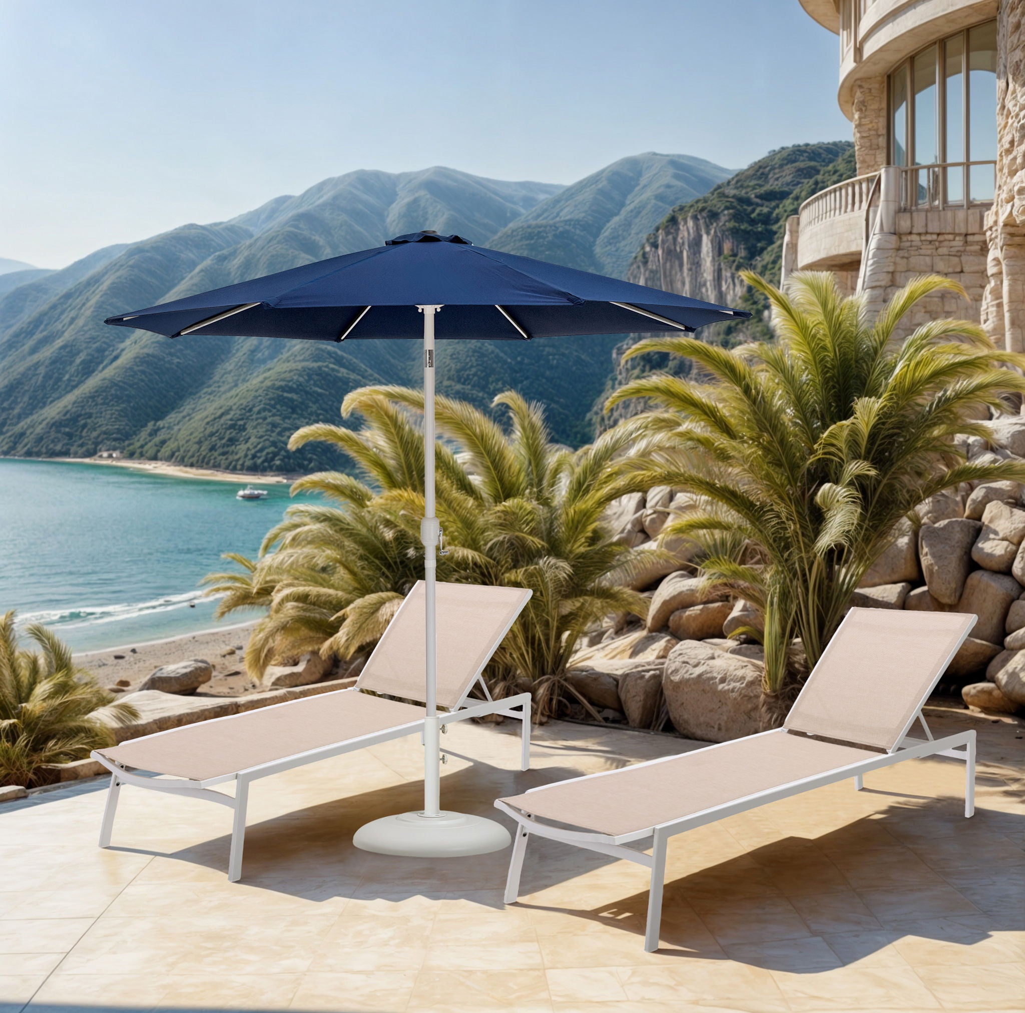 Fiji - Aluminum Patio Umbrella With Round White Base - Urban Living Furniture (Los Angeles, CA)
