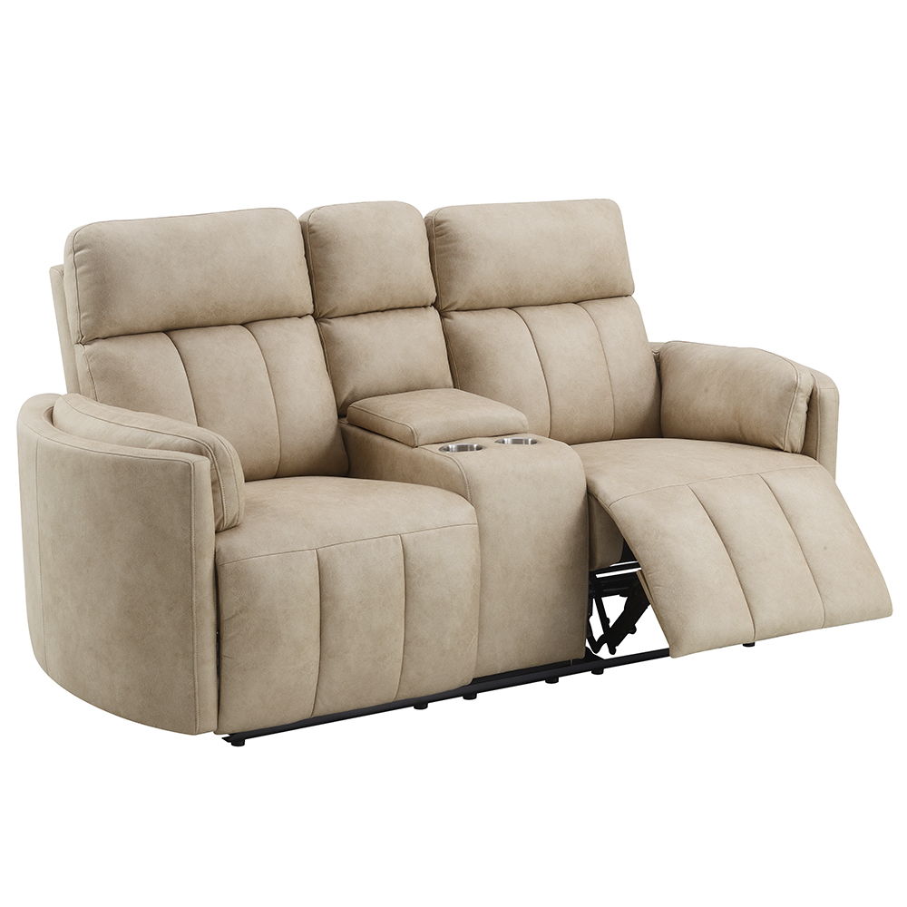 Elison - Motion Loveseat With Console - Dark Beige Polish Microfiber - Urban Living Furniture (Los Angeles, CA)