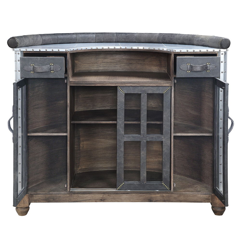 Rahma - Bar Table - Antique Ebony Top Grain Leather & Aluminum - Urban Living Furniture (Los Angeles, CA)