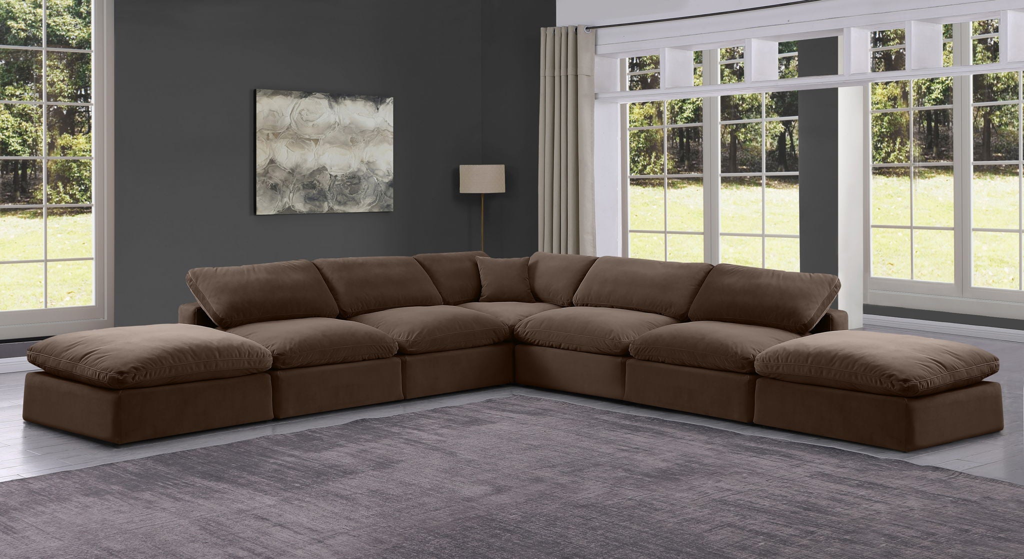 Comfy - 7 Piece Velvet Modular Corner Sectional - Urban Living Furniture (Los Angeles, CA)