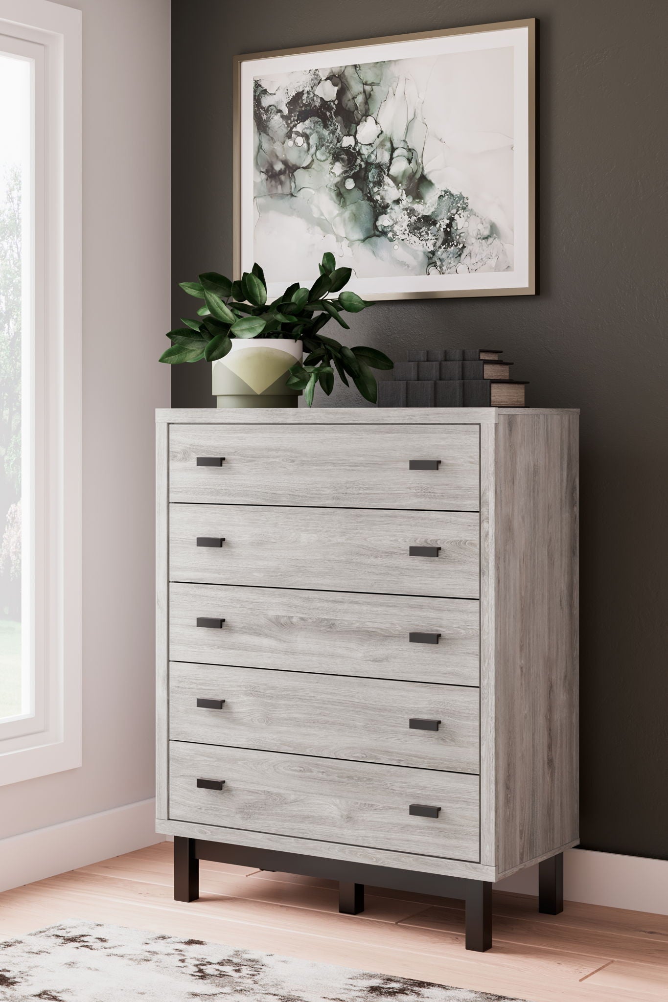 Vessalli - Black / Gray - Five Drawer Wide Chest - Urban Living Furniture (Los Angeles, CA)