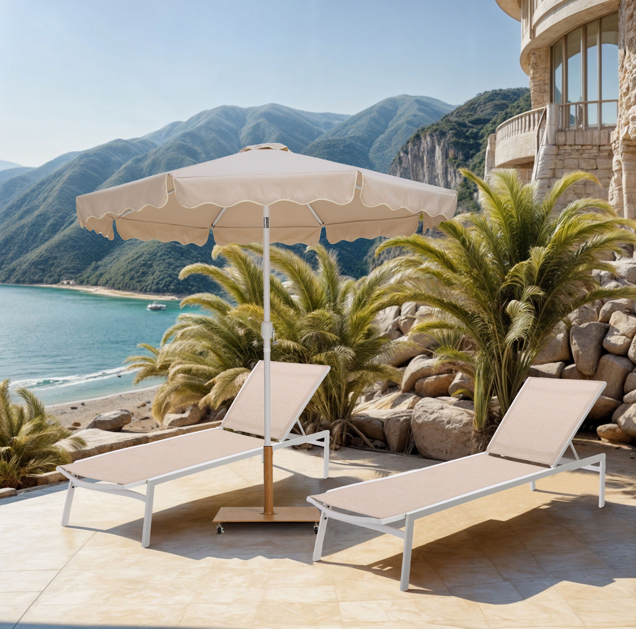 Amalfi - Aluminum Patio Umbrella - Light Brown Base / White Pole - Urban Living Furniture (Los Angeles, CA)