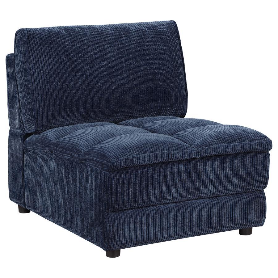 Atlantic - Corduroy Upholstered Armless Chair - Blue