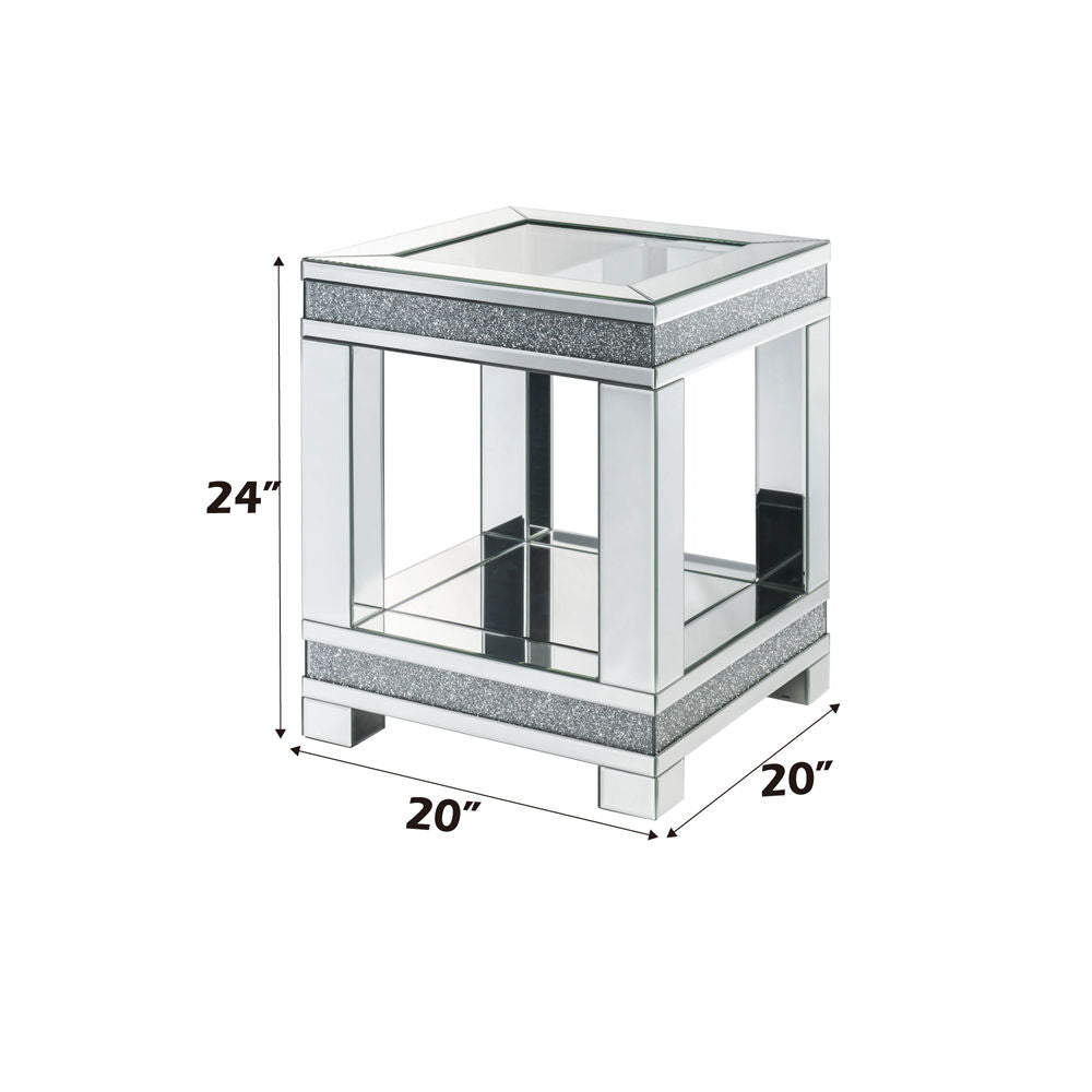 Noralie - 20" Square End Table - Mirrored & Faux Diamonds - Urban Living Furniture (Los Angeles, CA)