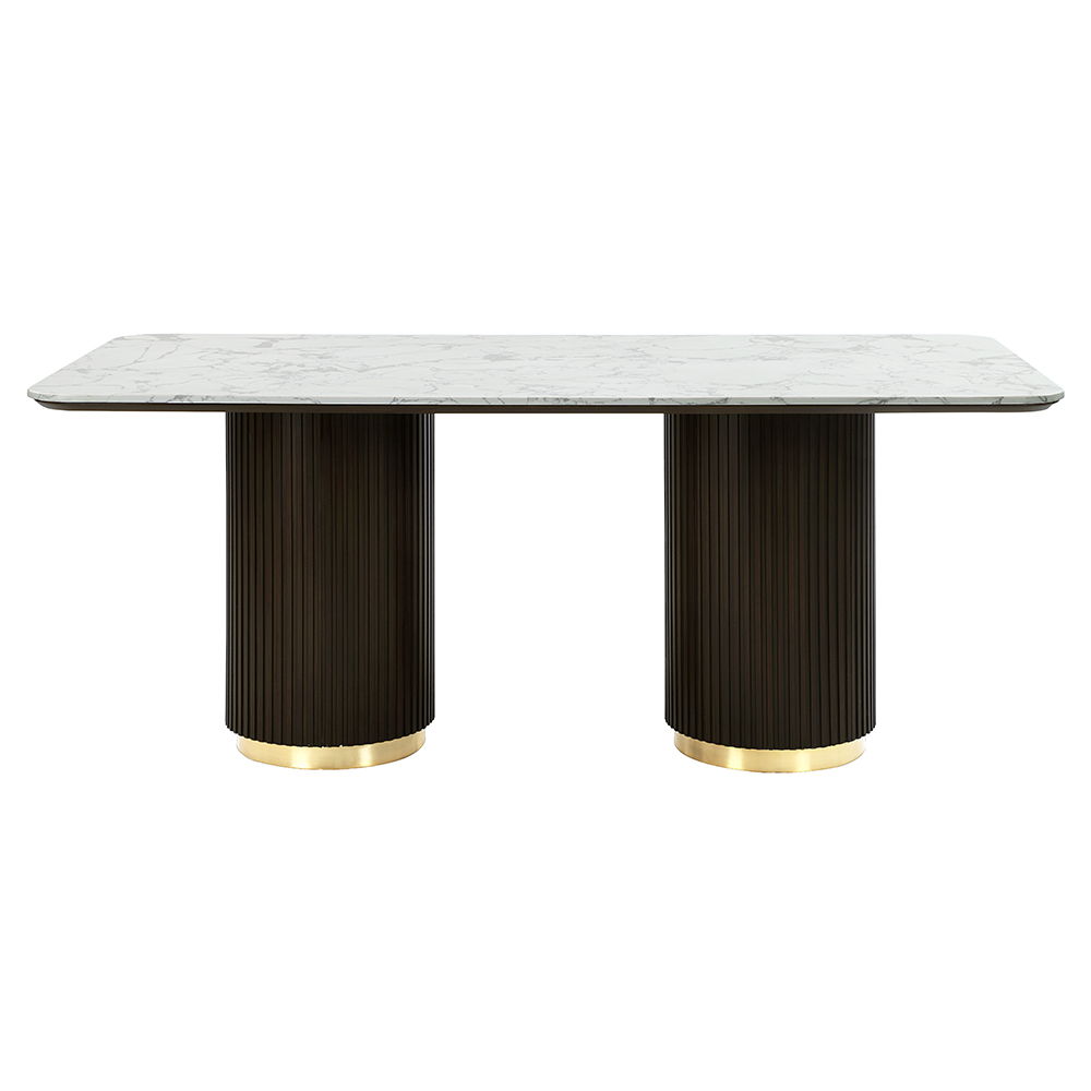Clayten - Dining Table With Marble Top - White Natural Marble Top & Espreeso Finish - Urban Living Furniture (Los Angeles, CA)