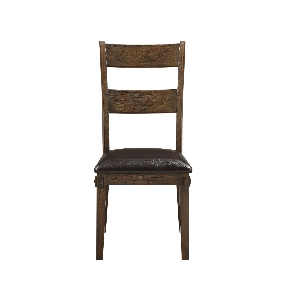 Nabirye - Side Chair (Set of 2) - Esspresso Synthetic Leather & Dark Oak - Urban Living Furniture (Los Angeles, CA)
