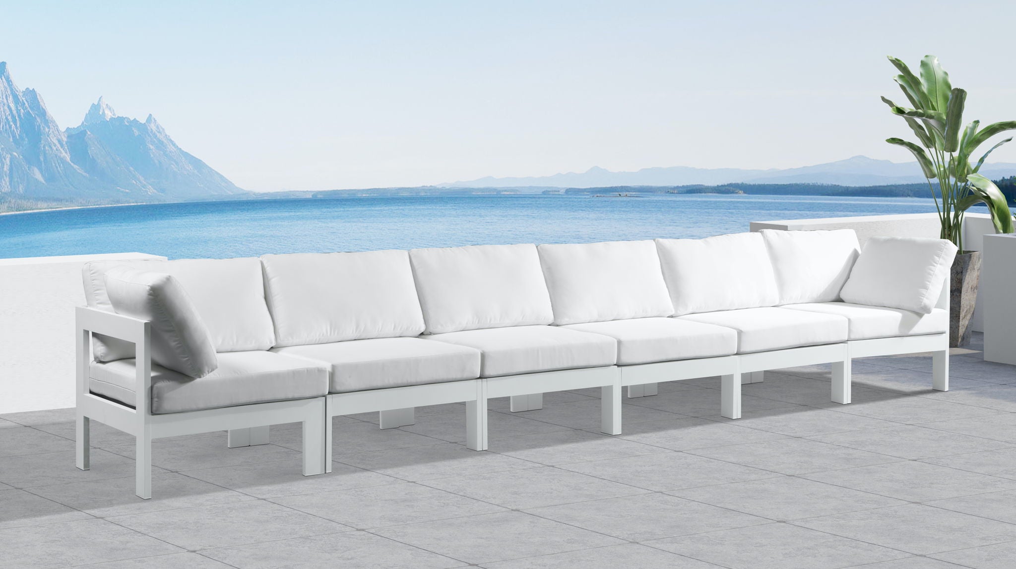 Nizuc - Outdoor Patio 6 Seat Modular Sofa With White Frame - Urban Living Furniture (Los Angeles, CA)