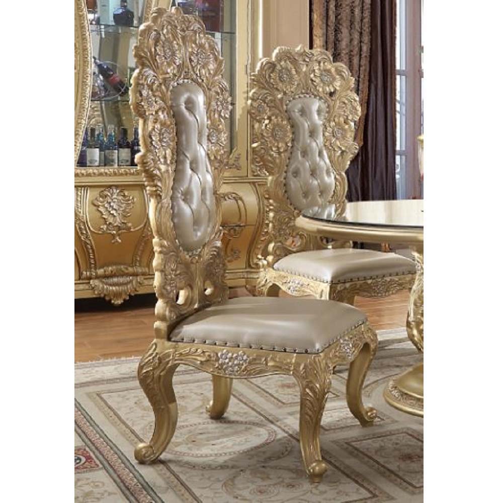 Cabriole - Side Chair (Set of 2) - Light Gold PU & Gold Finish - Urban Living Furniture (Los Angeles, CA)
