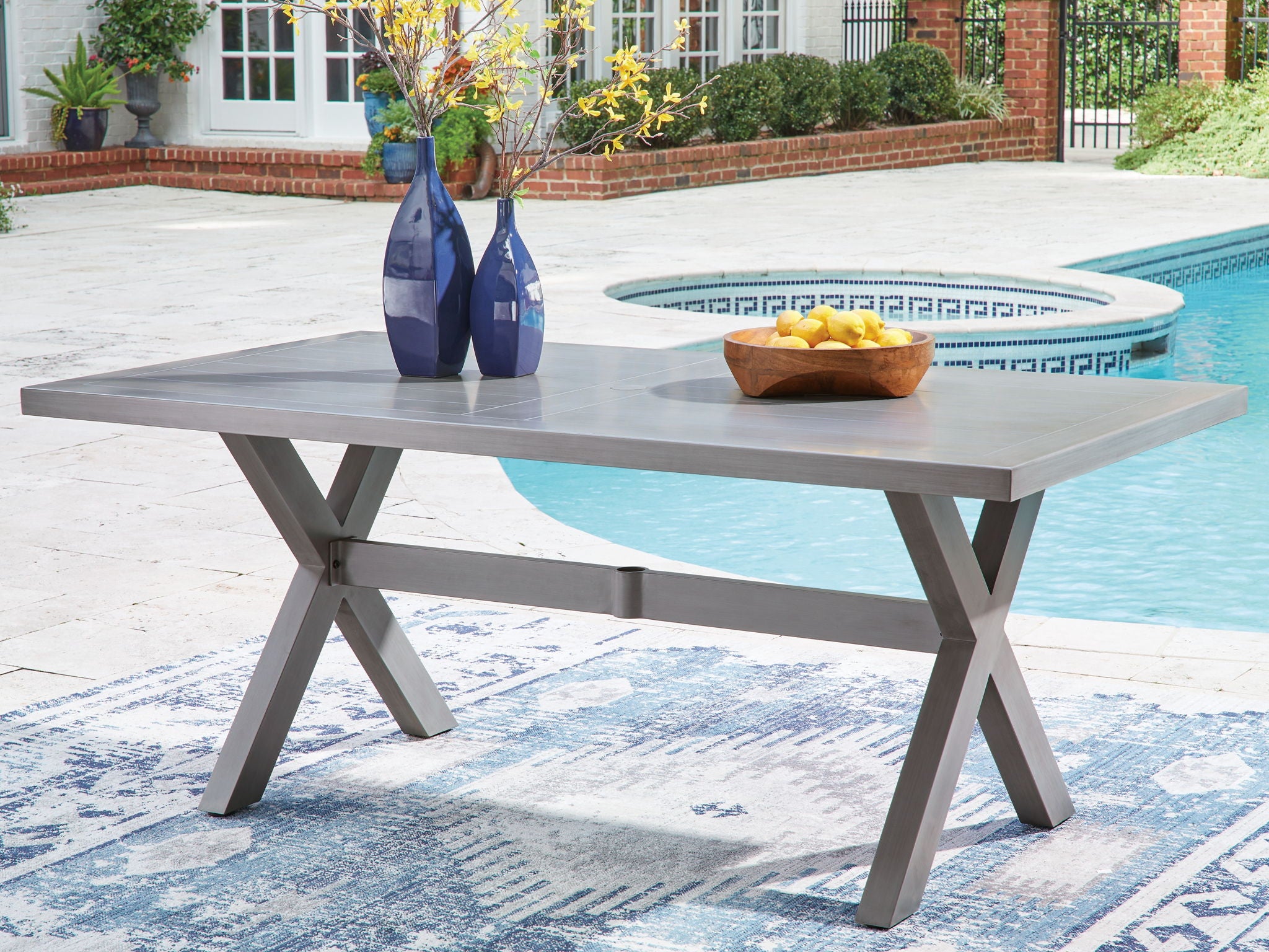 Half Moon Beach - Rectangular Dining Table With Umbrella Option - Gray - Urban Living Furniture (Los Angeles, CA)