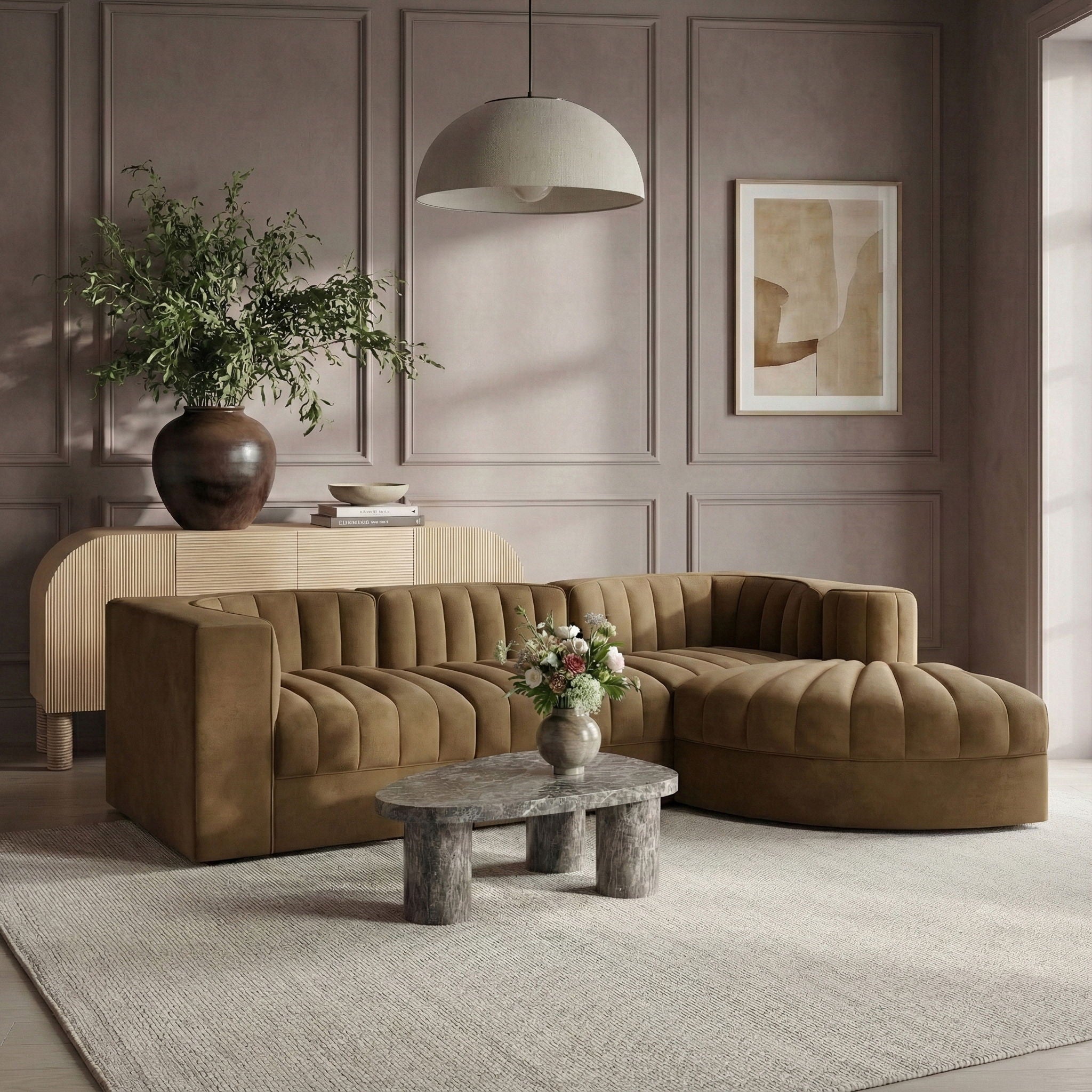 Rummi - Velvet Performance Fabric Upholstered 4 Piece Modular Sectional, With Reverse Corner Chair - Urban Living Furniture (Los Angeles, CA)