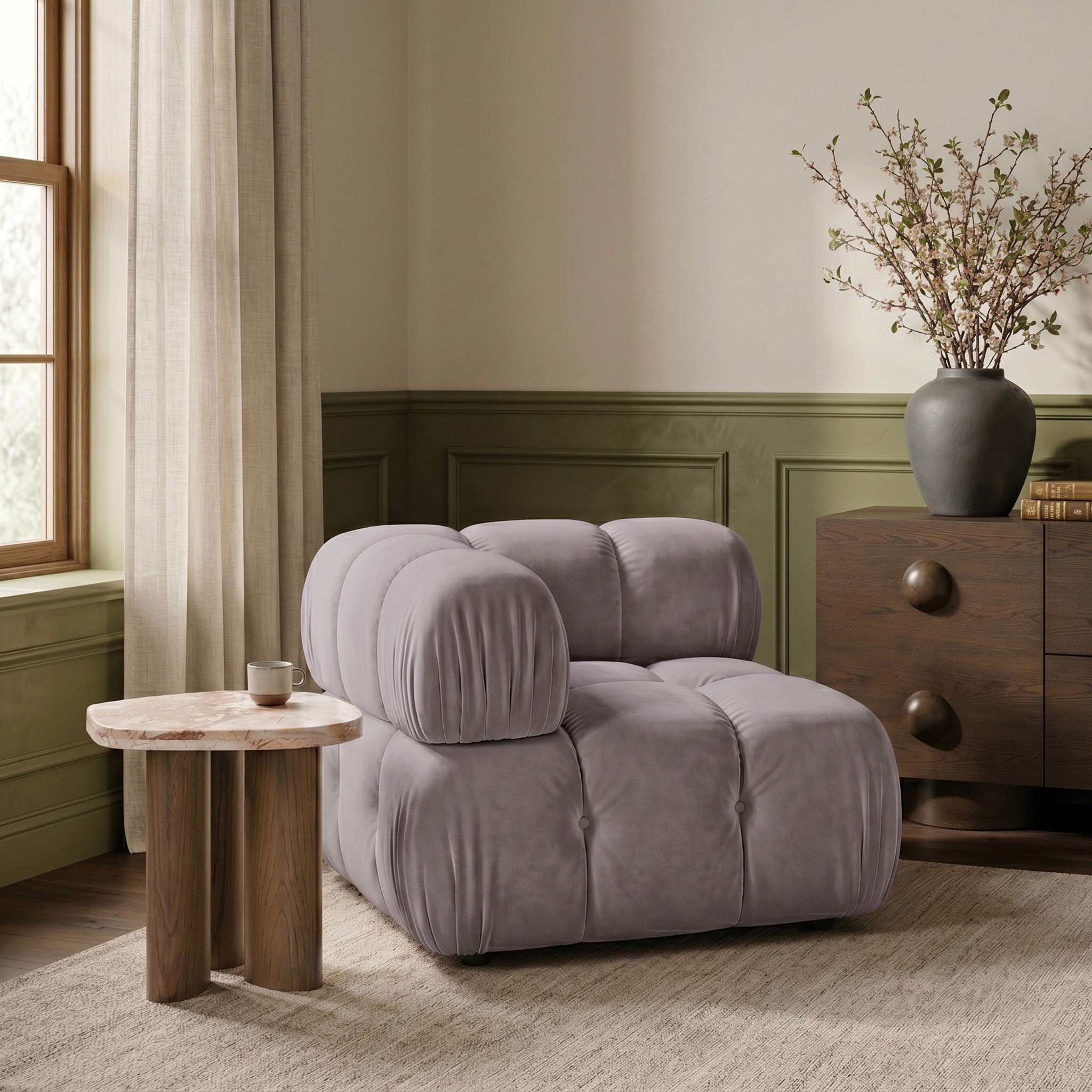 Orin - Velvet Performance Fabric Upholstered Modular Corner Chair - Urban Living Furniture (Los Angeles, CA)