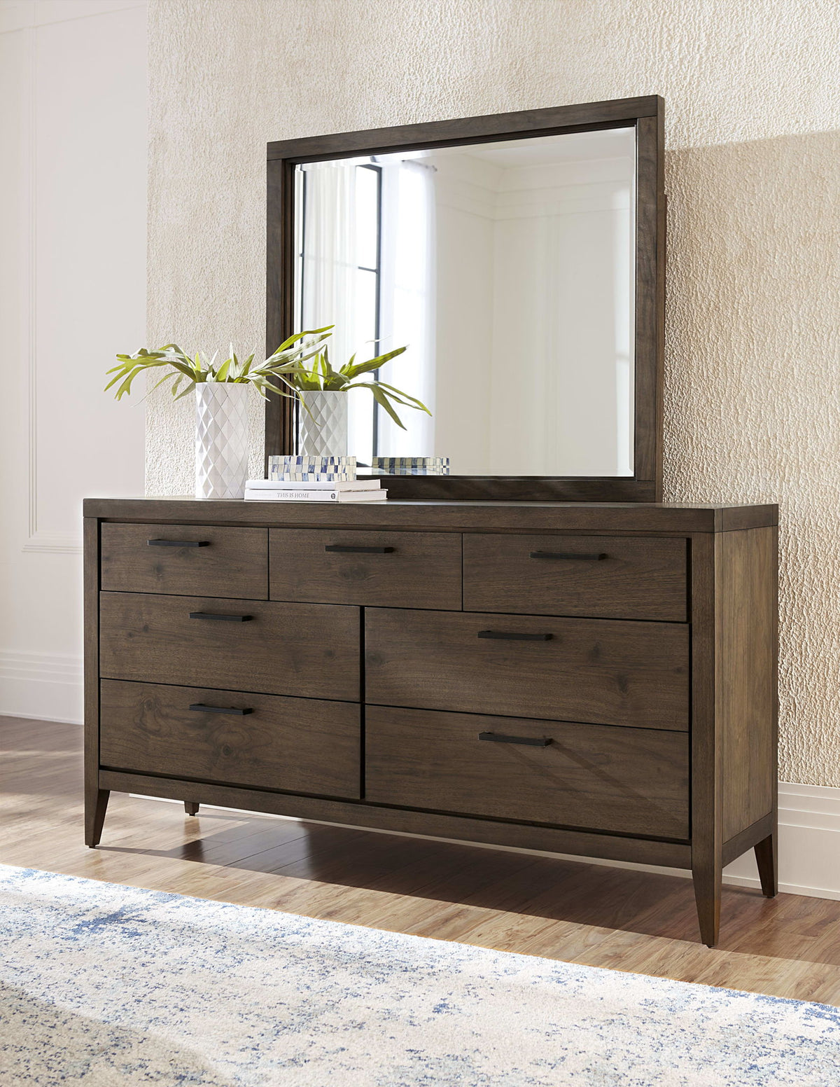 Boracay - Beveled Glass Landscape Mirror - Wild Oats Brown