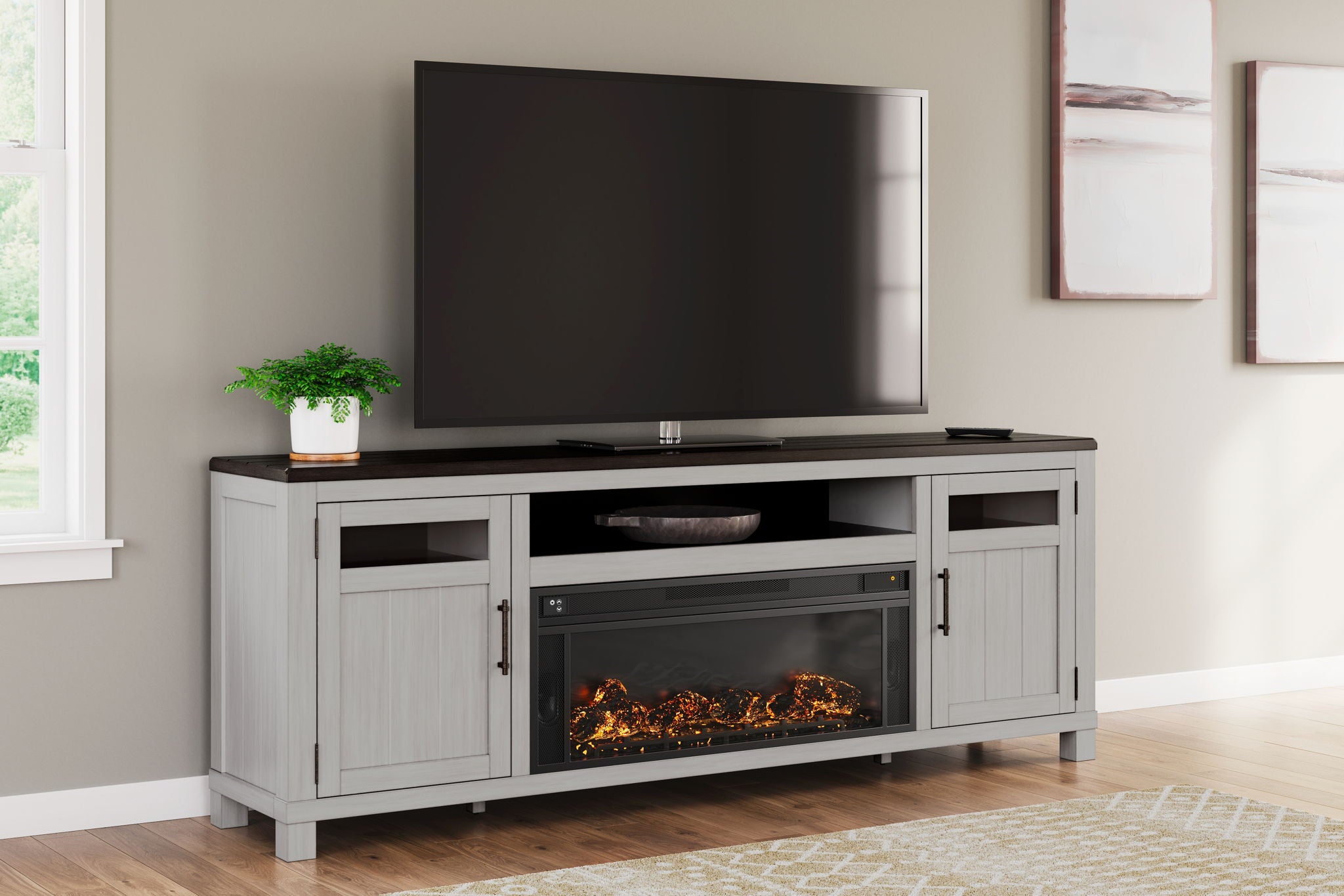 Darborn - Gray / Brown - 88" TV Stand With Electric Infrared Fireplace Insert - Urban Living Furniture (Los Angeles, CA)