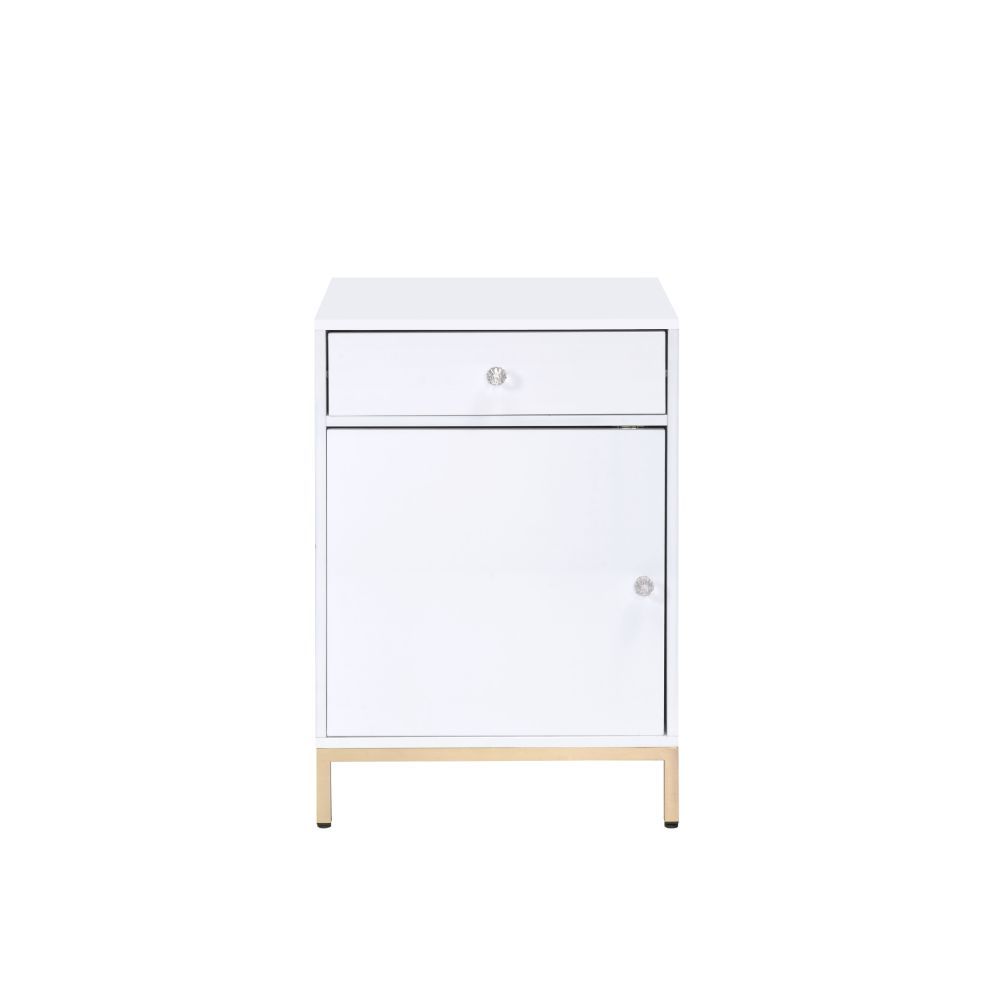 Ottey - Cabinet - White High Gloss & Gold - Urban Living Furniture (Los Angeles, CA)
