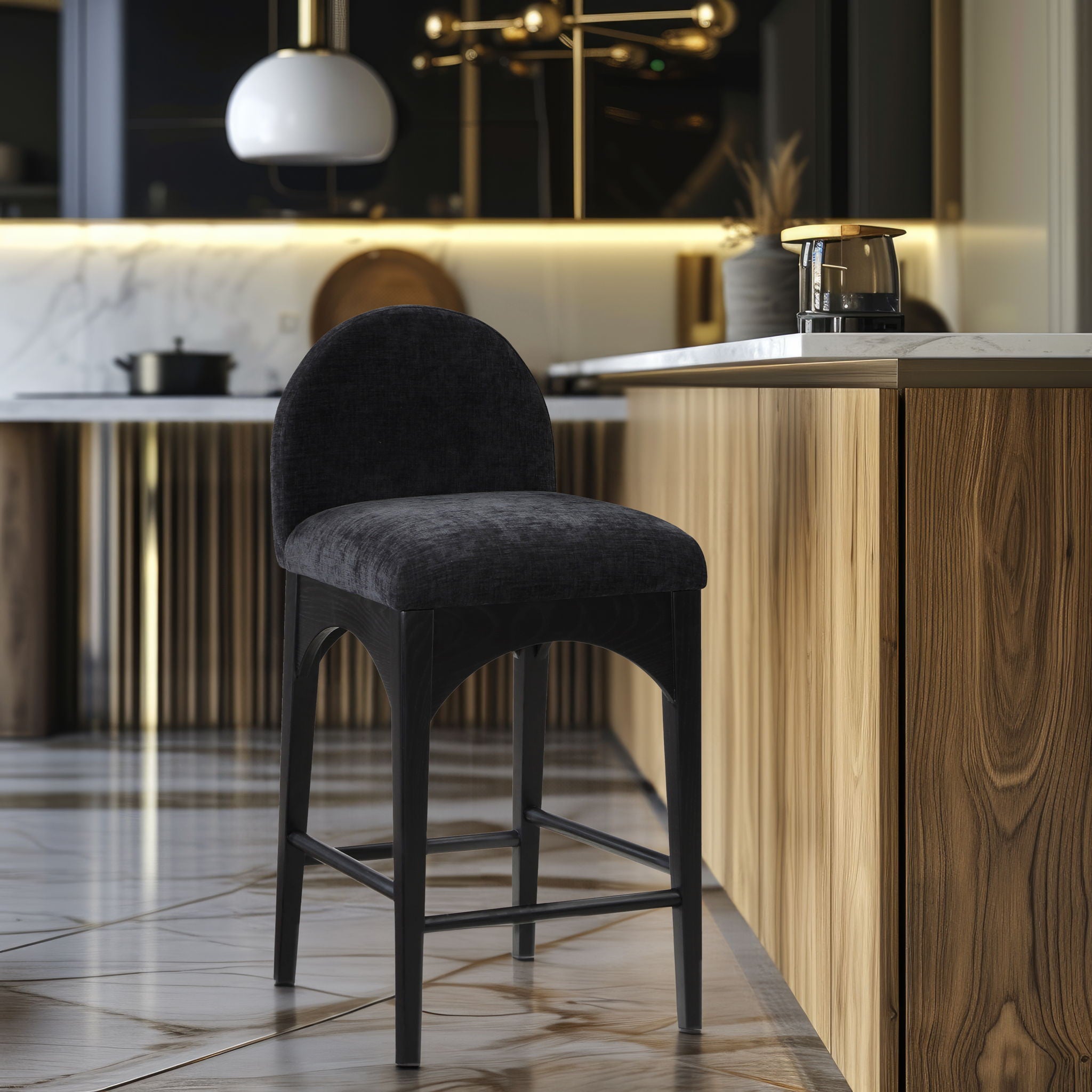 Waldorf - Chenille Stool With Black Legs - Urban Living Furniture (Los Angeles, CA)