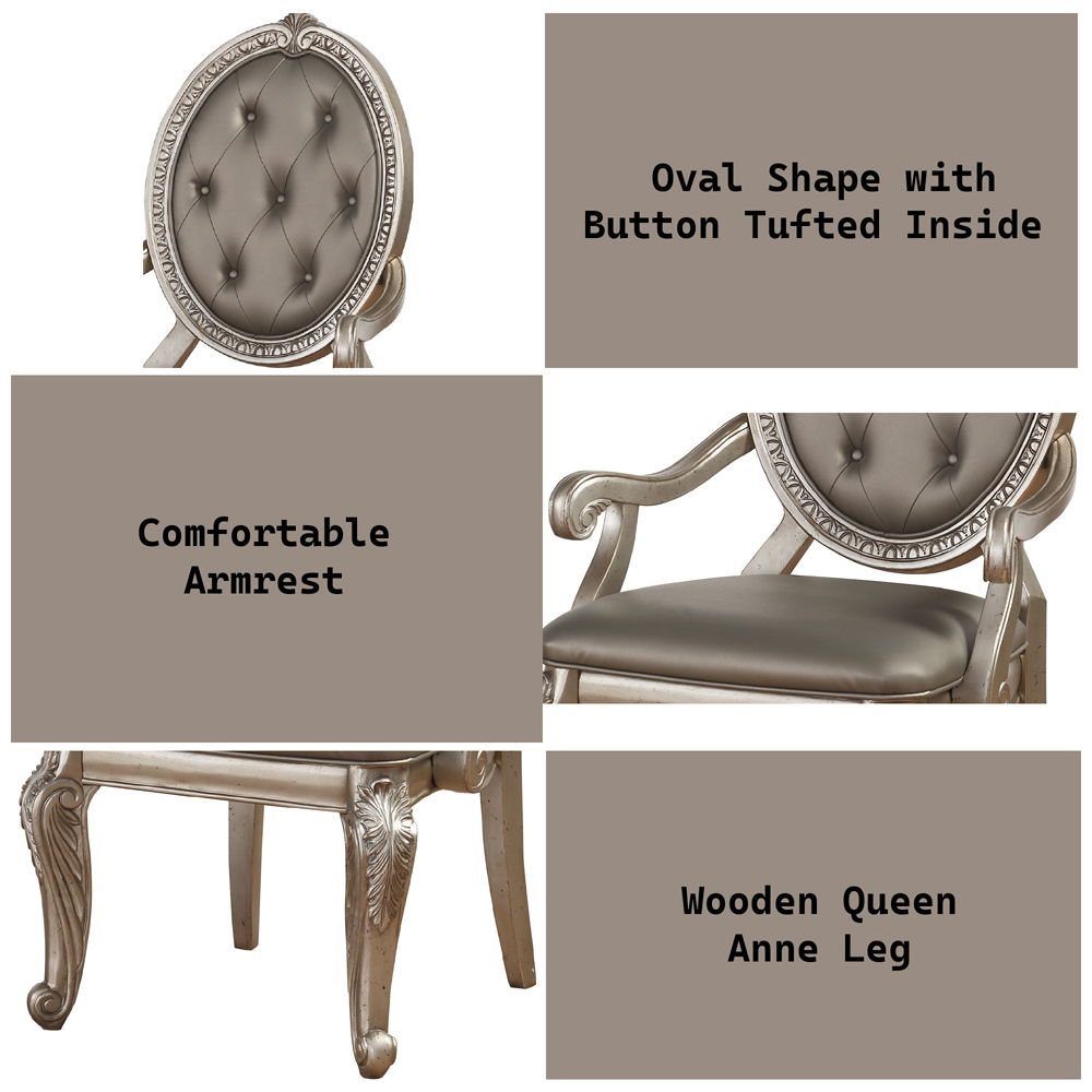 Northville - Arm Chair (Set of 2) - Synthetic Leather & Antique Silver - Urban Living Furniture (Los Angeles, CA)